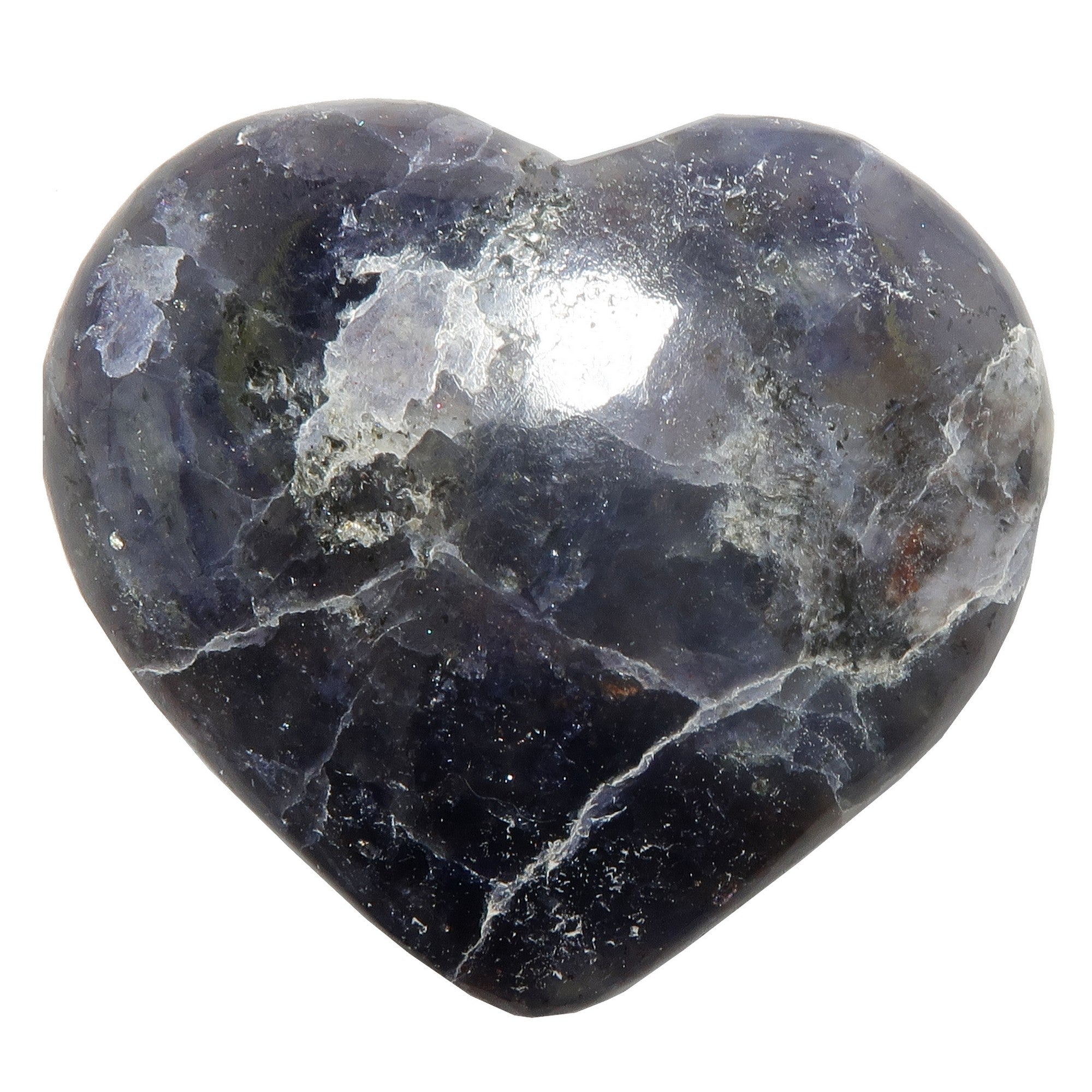 Iolite Heart Crack the Code Blue Purple Stone