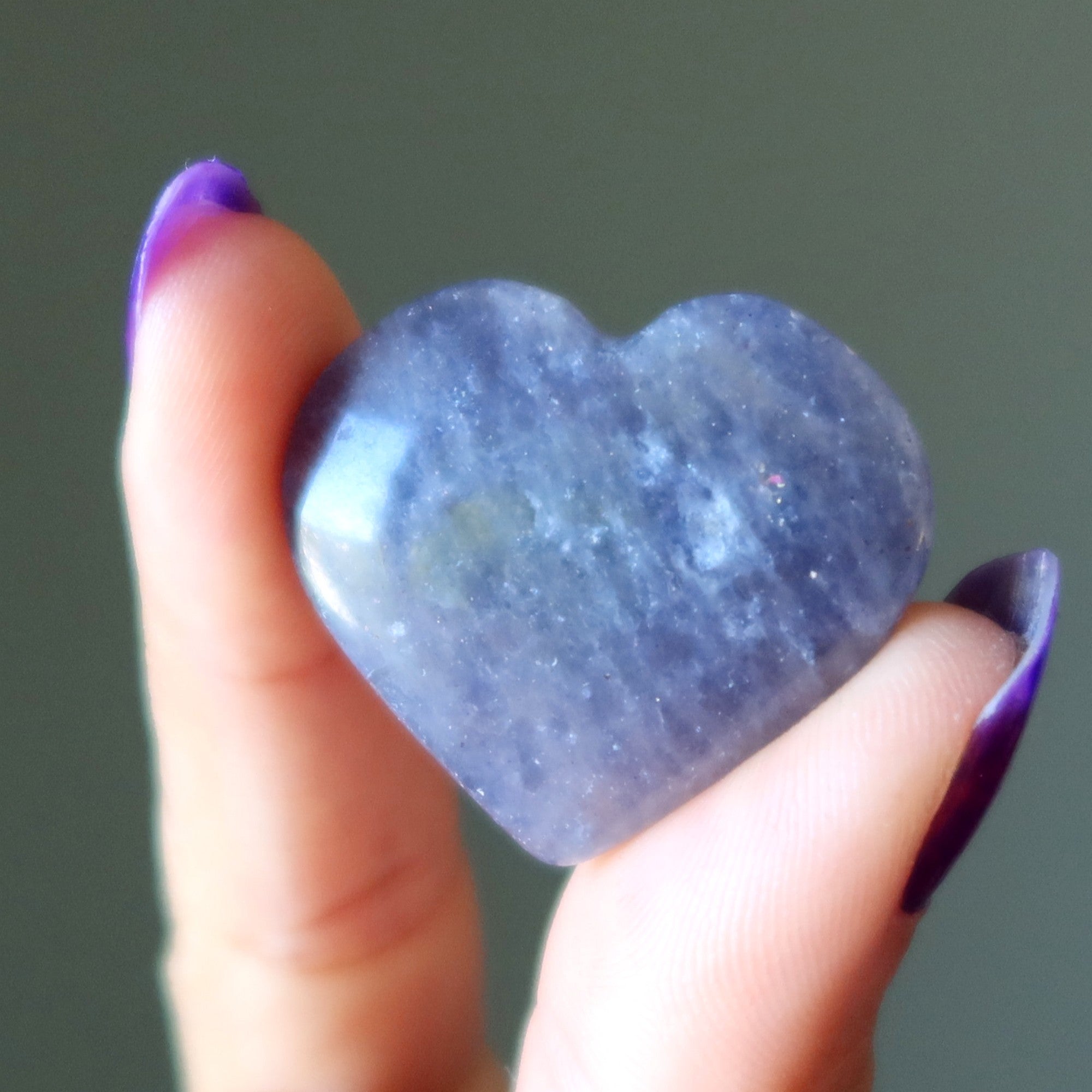 Iolite Heart Crack the Code Blue Purple Stone