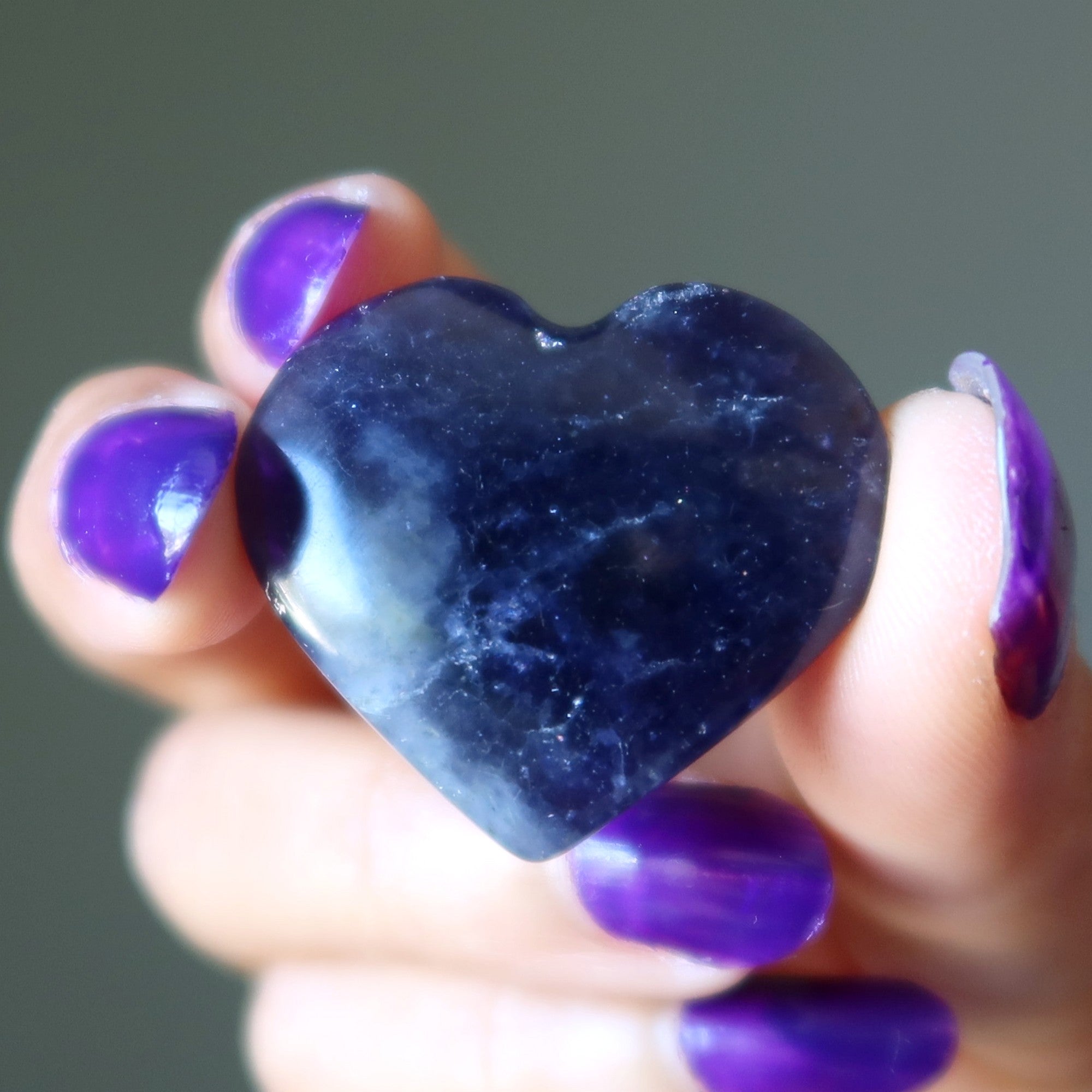 Iolite Heart Crack the Code Blue Purple Stone