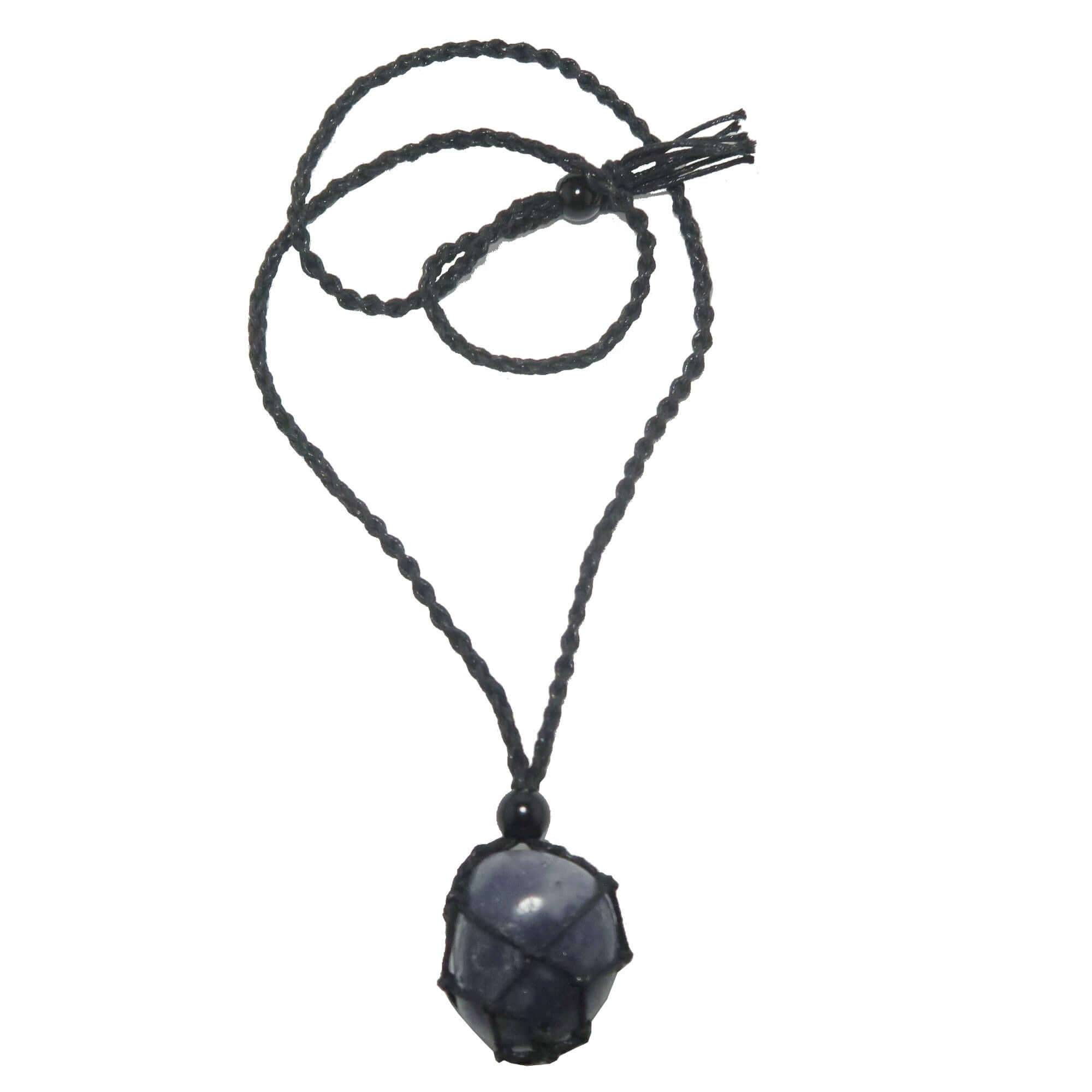 Collier en Iolite Pierre "Visions d'Argent" en Macramé