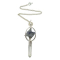 Pendentif en quartz clair et étoile merkaba en iolite