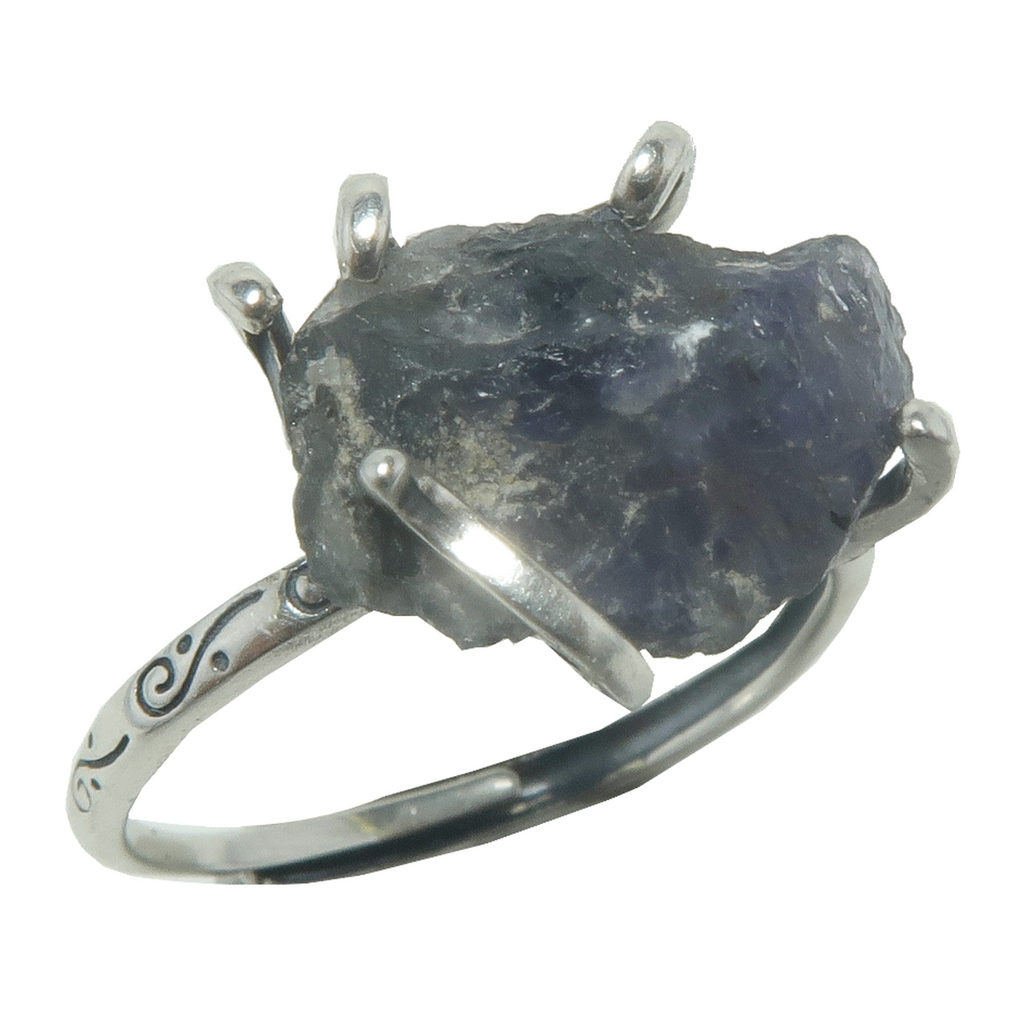 Bague Iolite Pierre Bleue Intense Argent Sterling Ajustable