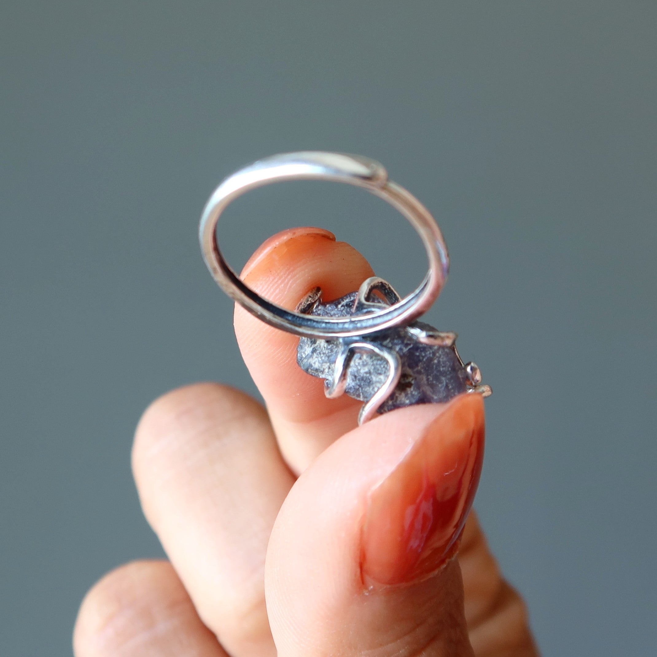 Bague Iolite Pierre Bleue Intense Argent Sterling Ajustable