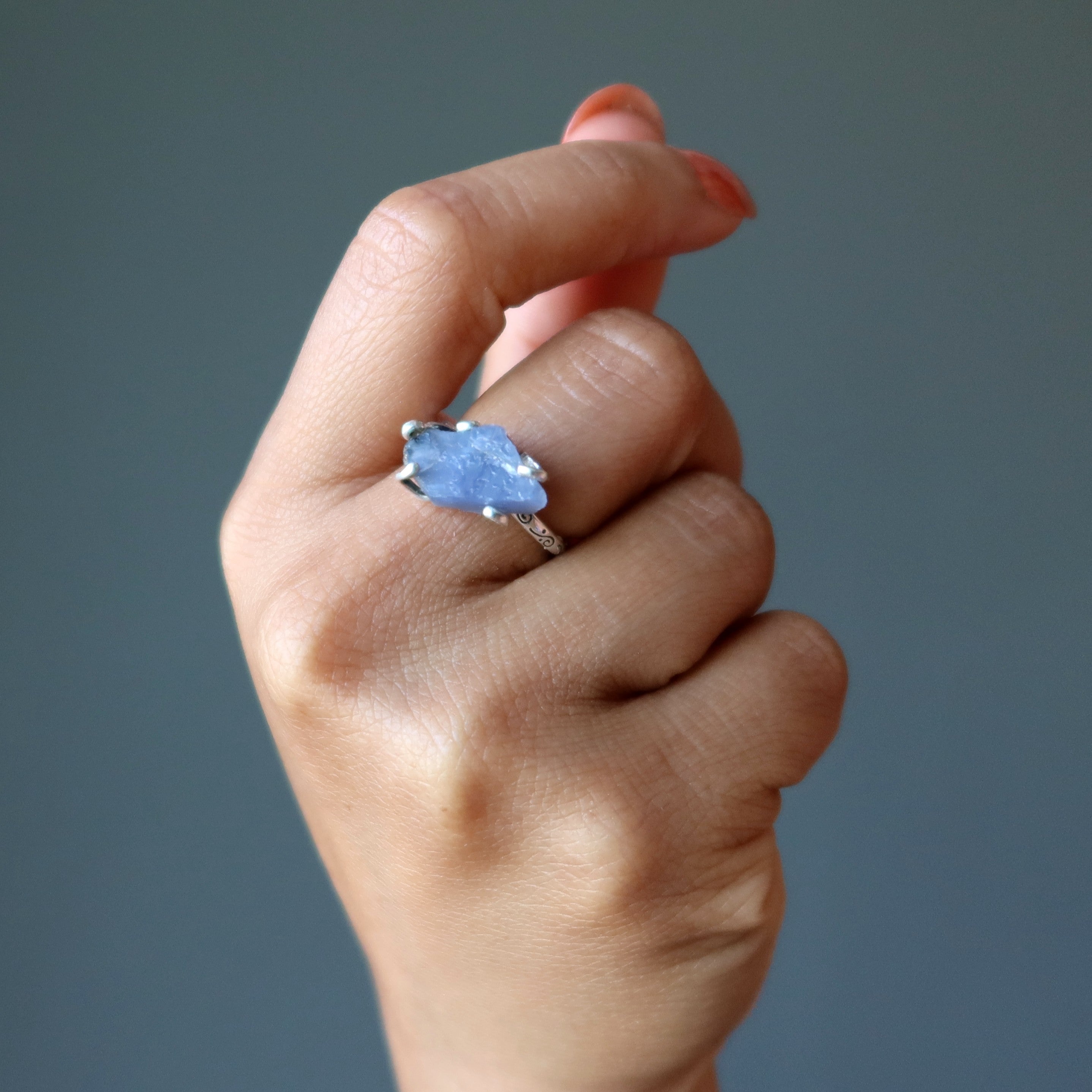 Bague Iolite Pierre Bleue Intense Argent Sterling Ajustable