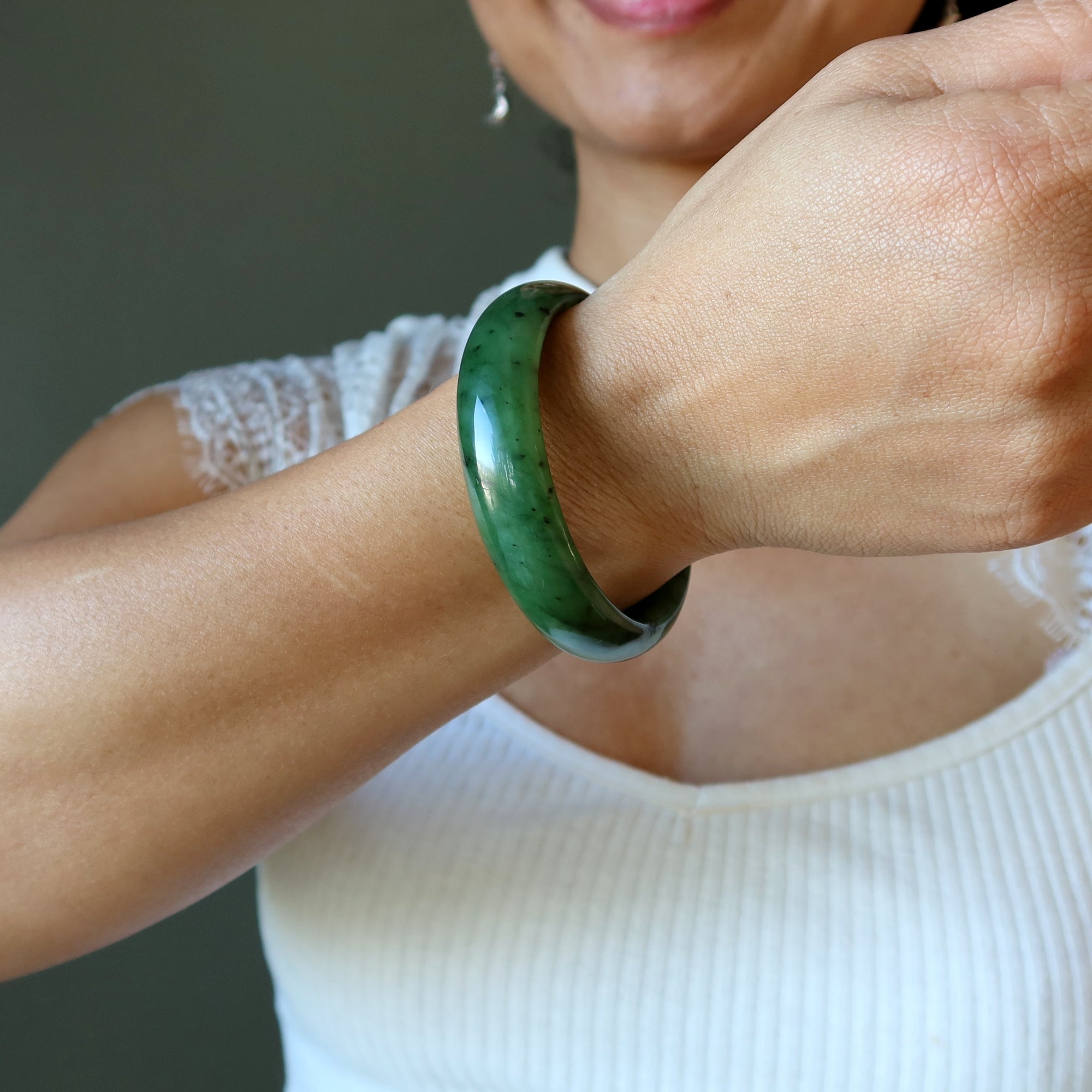 Jade Bangle Bracelet Fine Green Canadian Nephrite