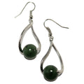 Jade Earrings Deep Prosperity Green Nephrite Stone