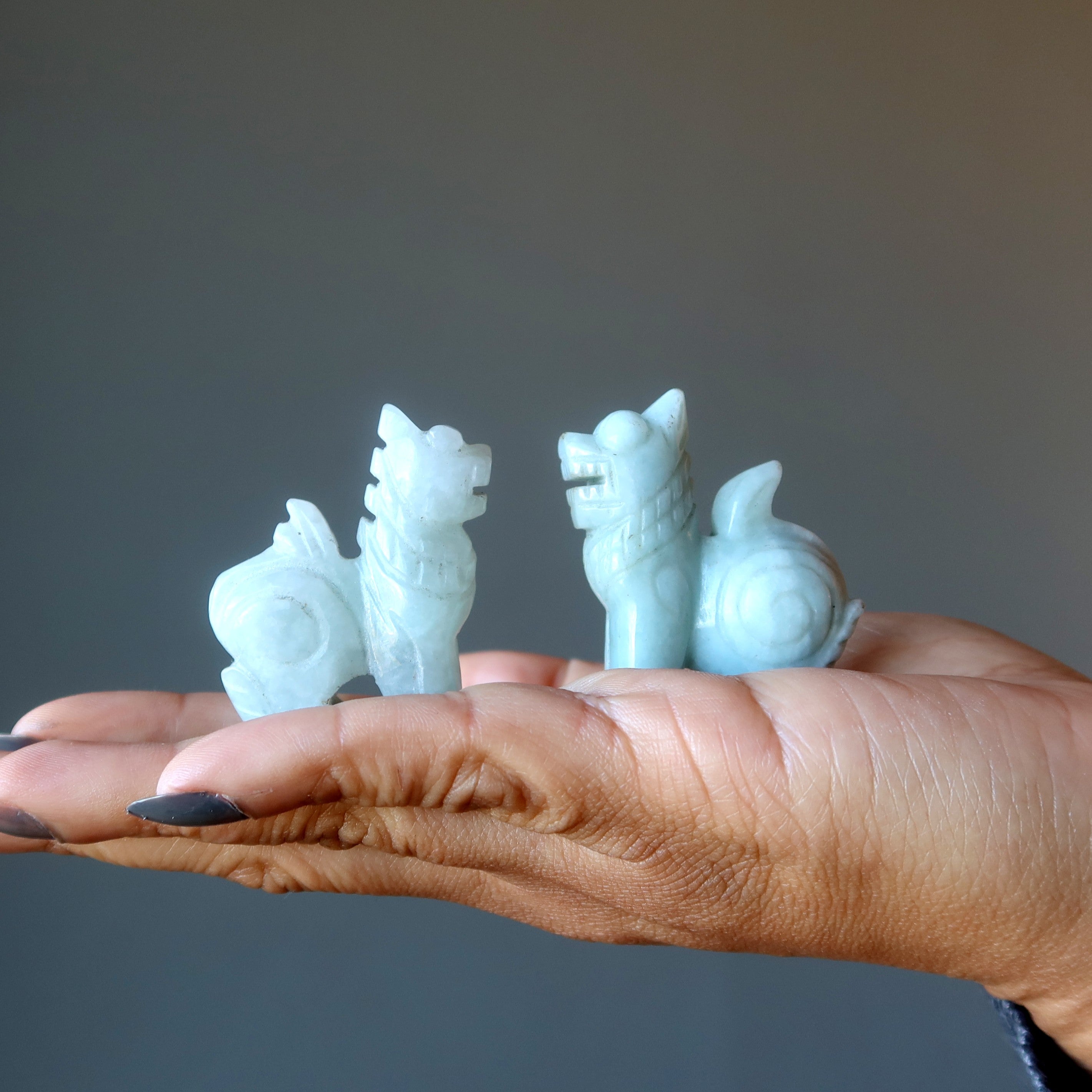 Jade Fu Dog Green Jadeite Mythical Dragon