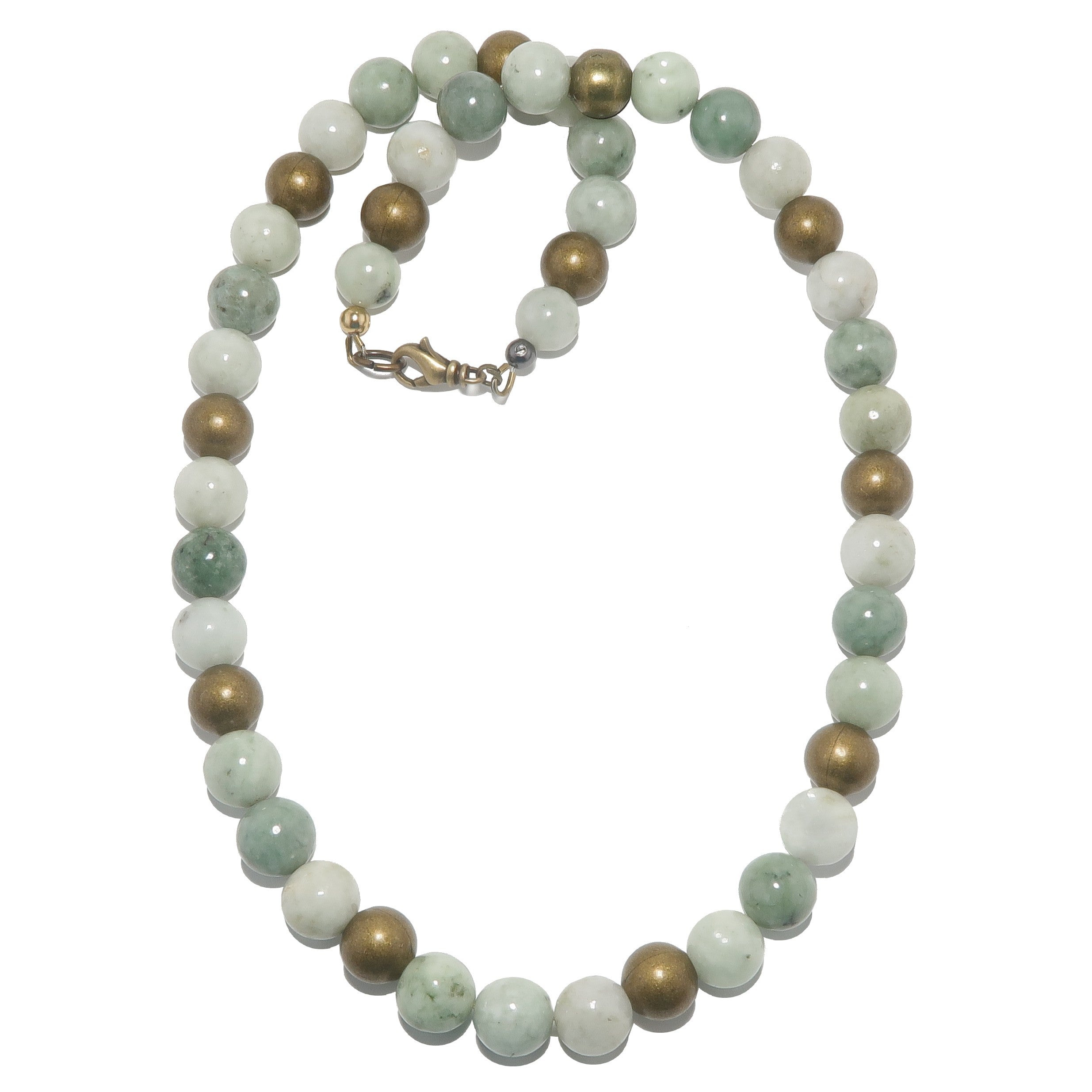 Jade Necklace Luxe Nephrite Crystals Brass