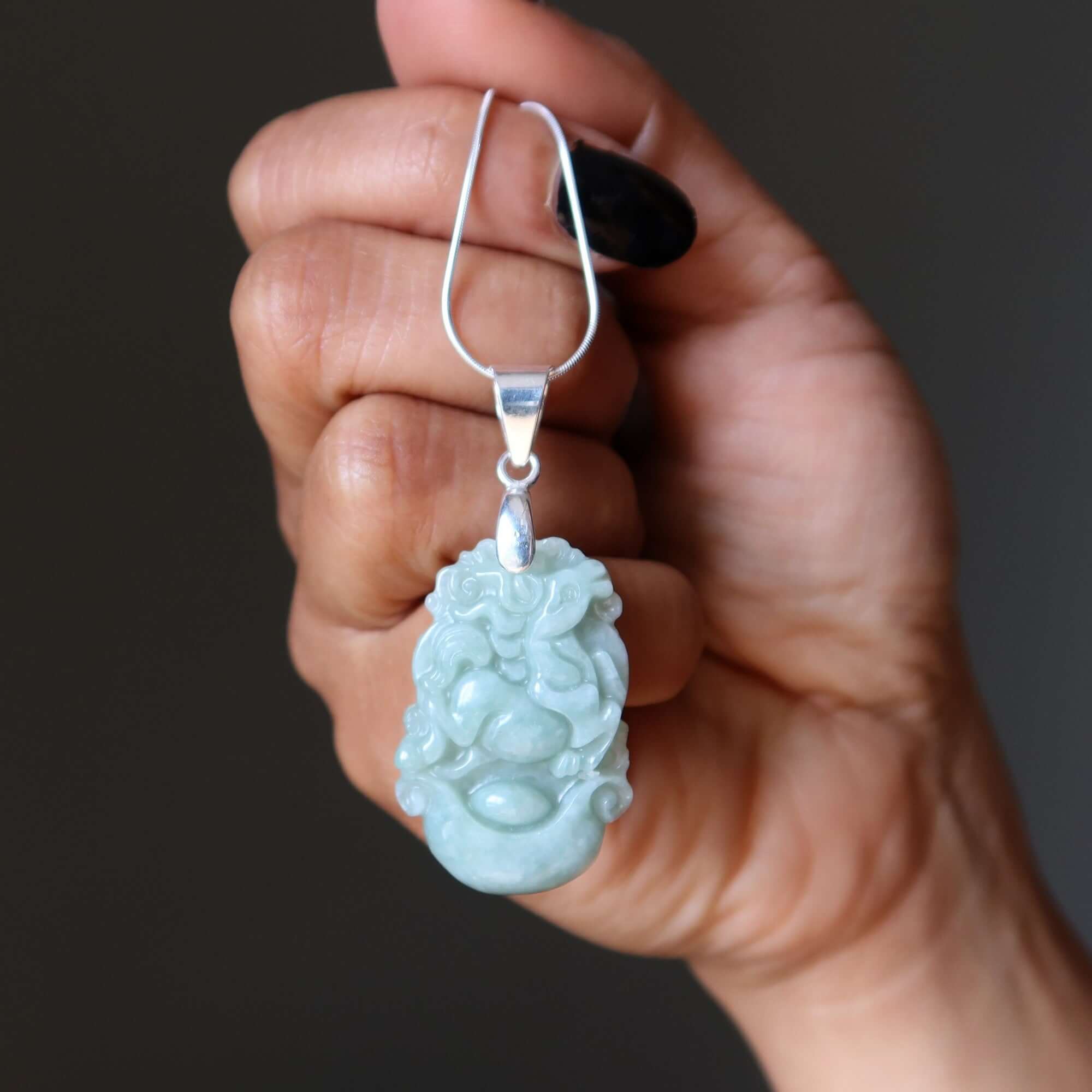 Collier en Jade Année du Cheval 2026 Argent Sterling