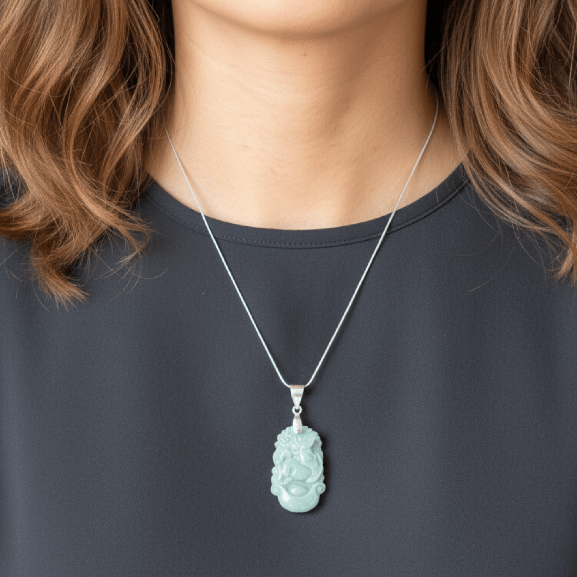 Collier en Jade Année du Cheval 2026 Argent Sterling