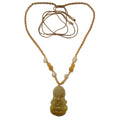 Jade Necklace Goddess Kwan Yin Yellow Vase Adjustable