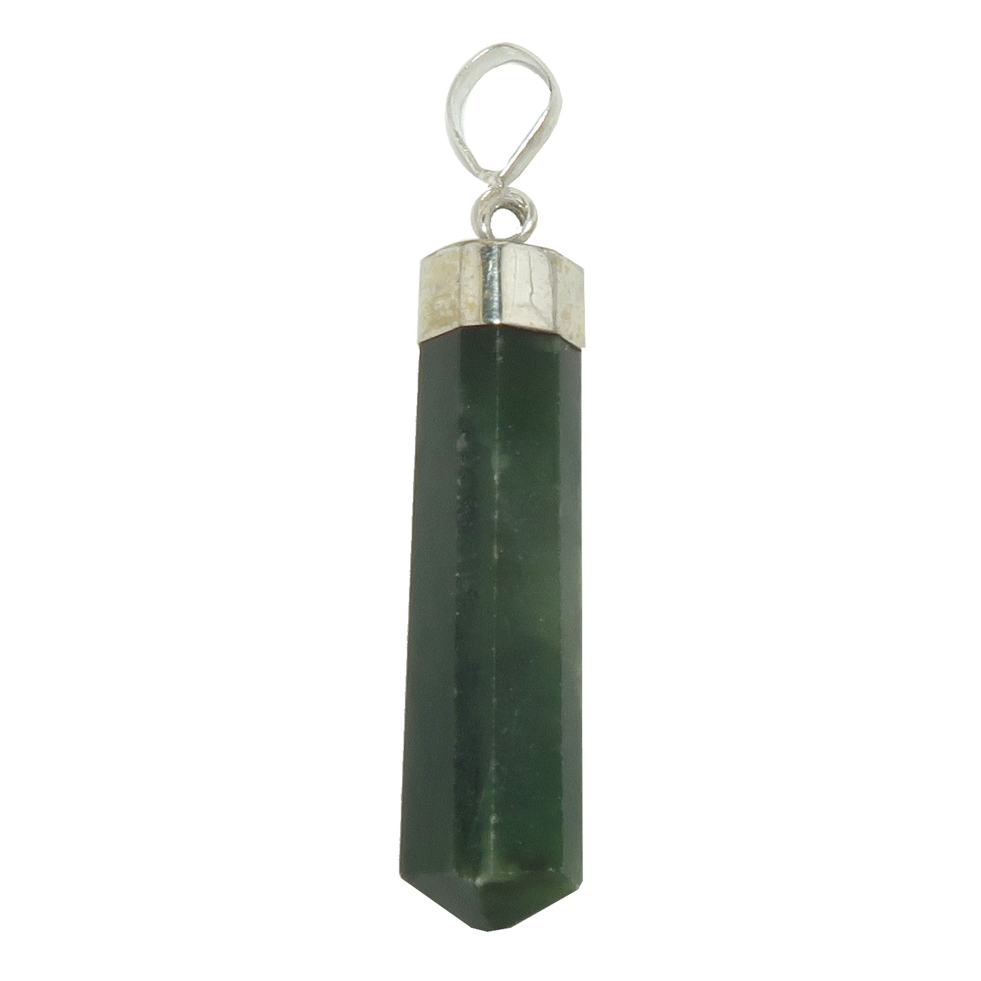 Pendentif Jade Pointe Prospérité Néphrite Argent Sterling