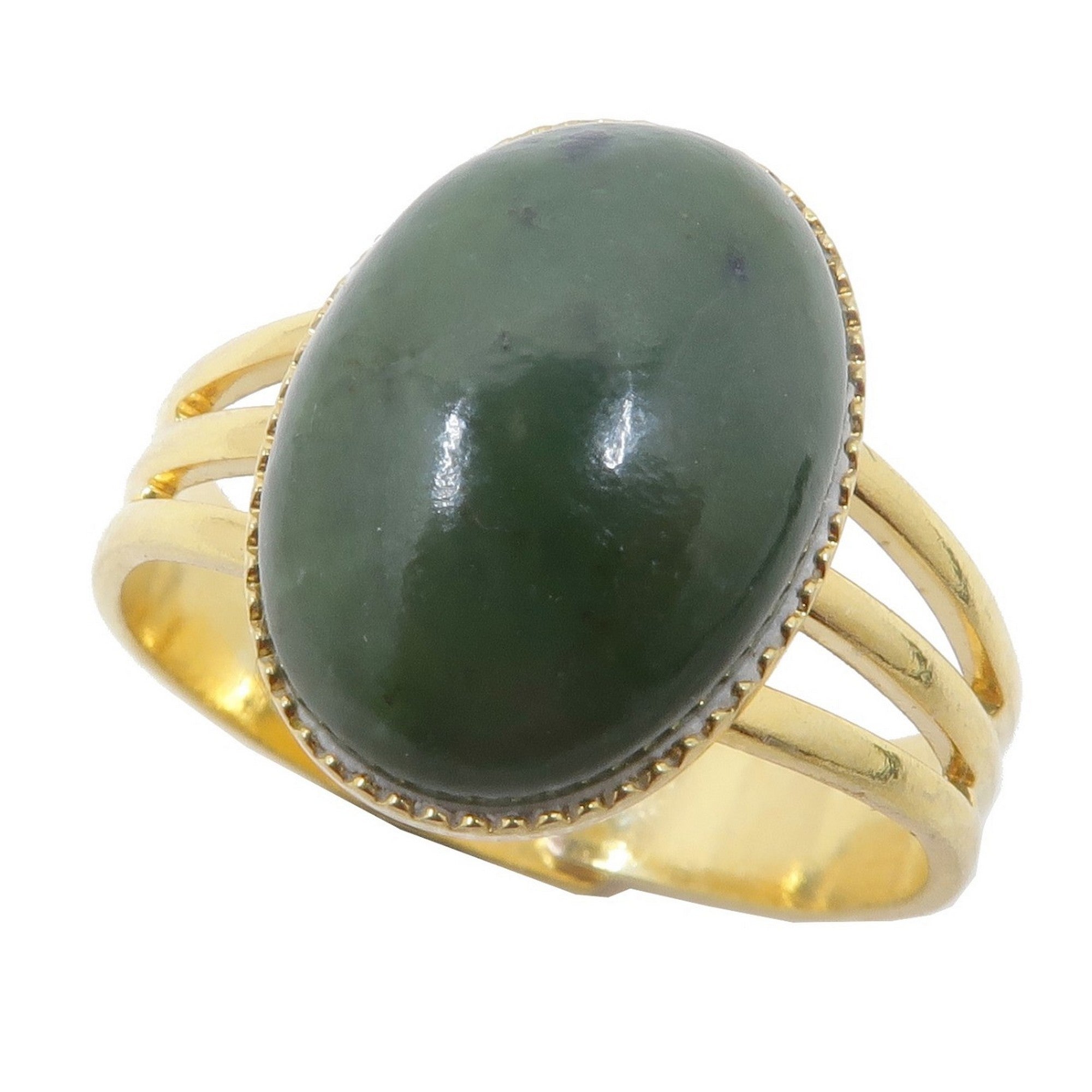 Jade Ring Glück Wohlstand Edelstein Gold Verstellbar