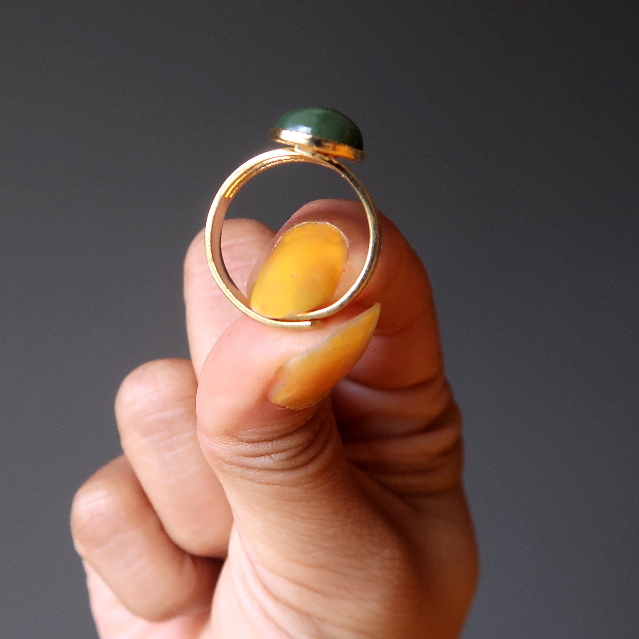 Jade Ring Glück Wohlstand Edelstein Gold Verstellbar