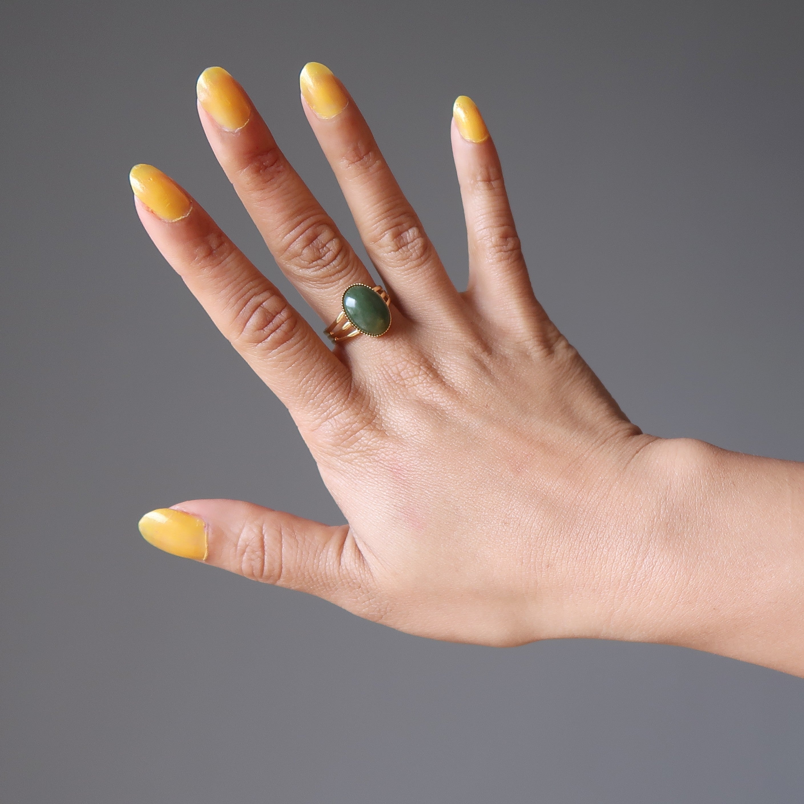 Jade Ring Glück Wohlstand Edelstein Gold Verstellbar