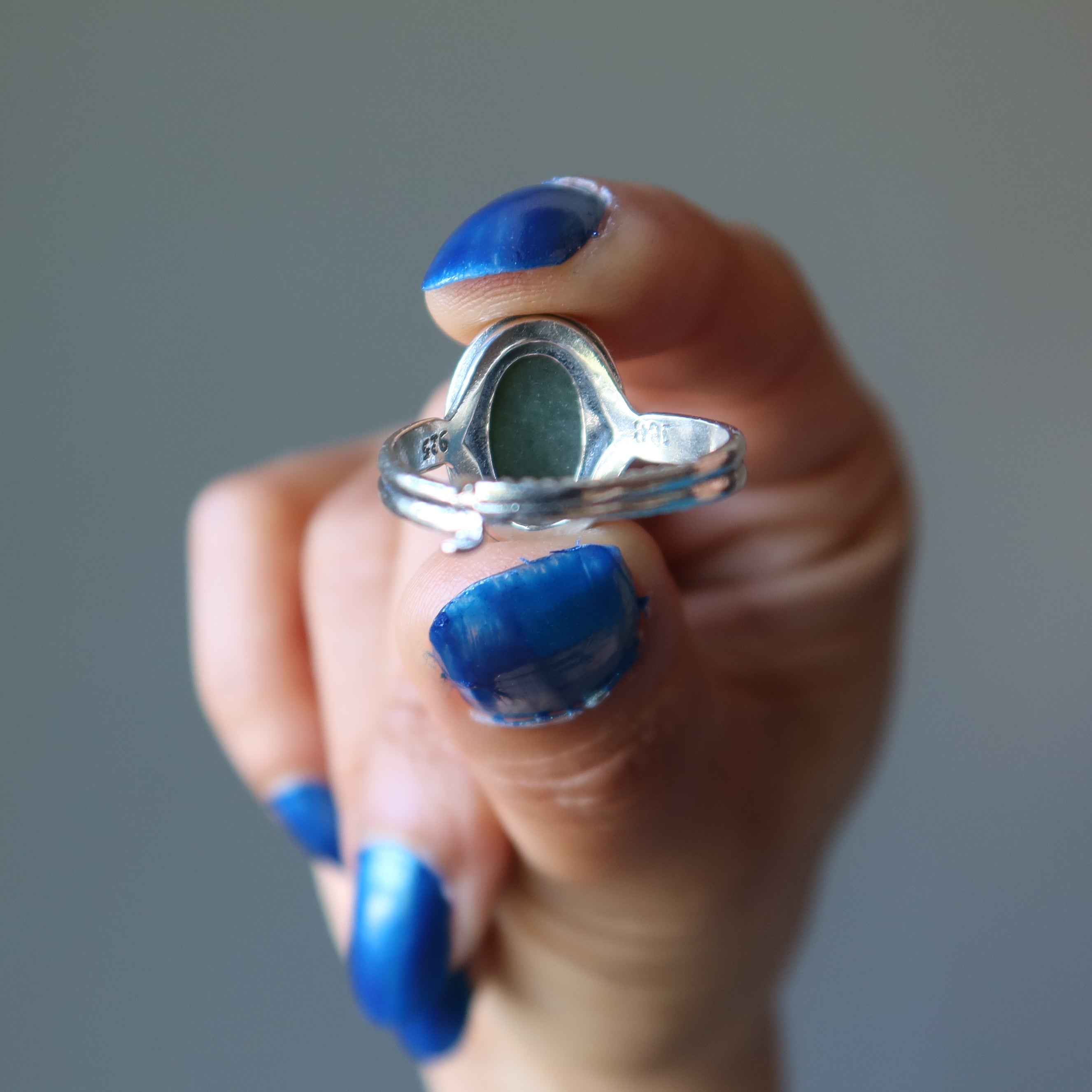 Jade Ring Imperial Noble Gem Sterling Silver Adjustable