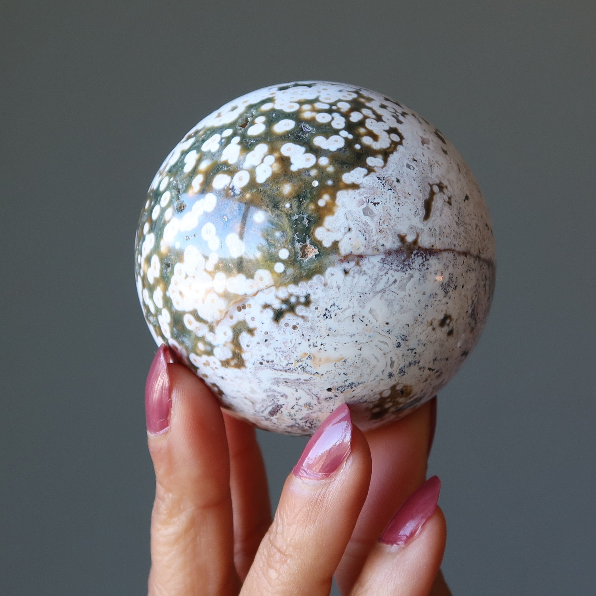 Ocean Jasper Sphere Green White Arctic Crystal Ball