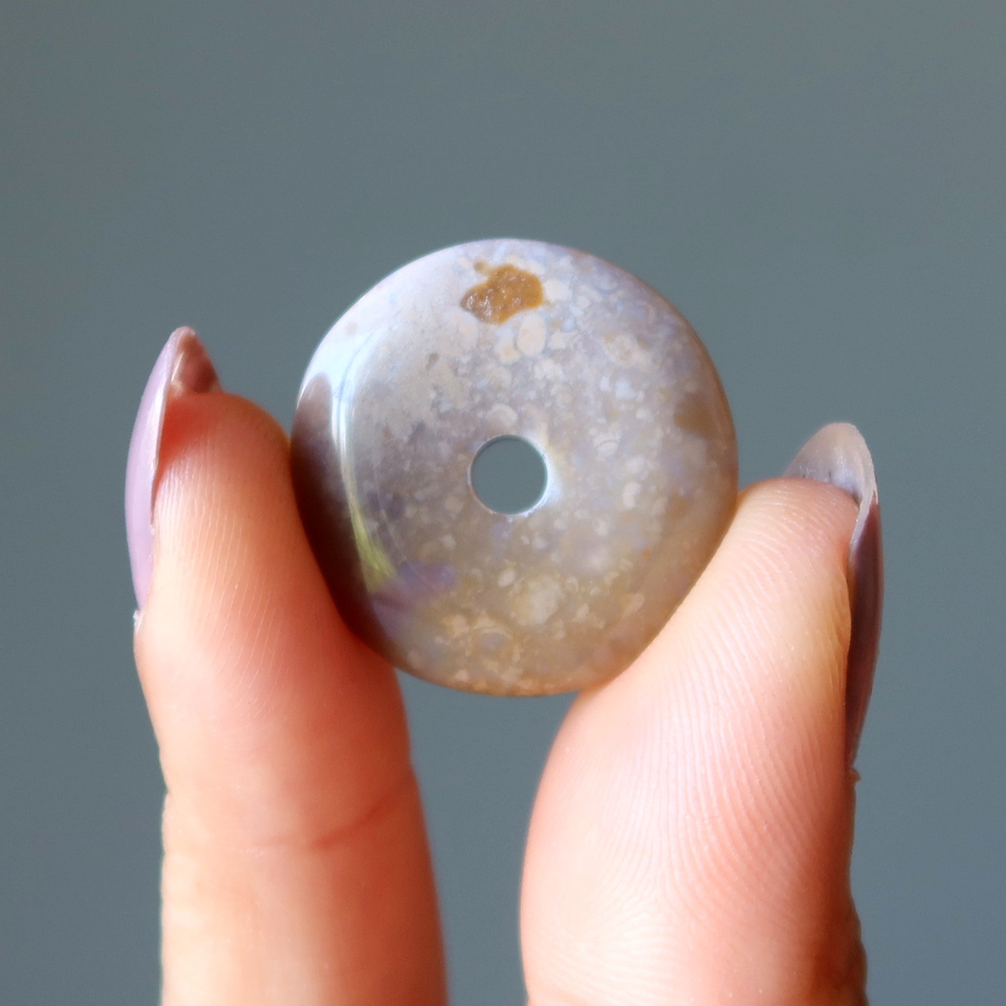 Brauner Jaspis Edelstein Donut mit Beobachter-Schlaufe