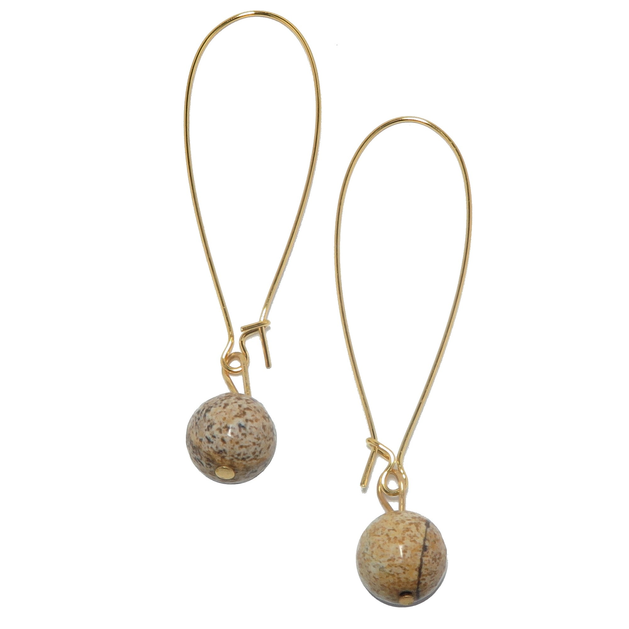 Boucles d'oreilles Jaspe Paysage Beauté de la Terre Pierre précieuse Marron