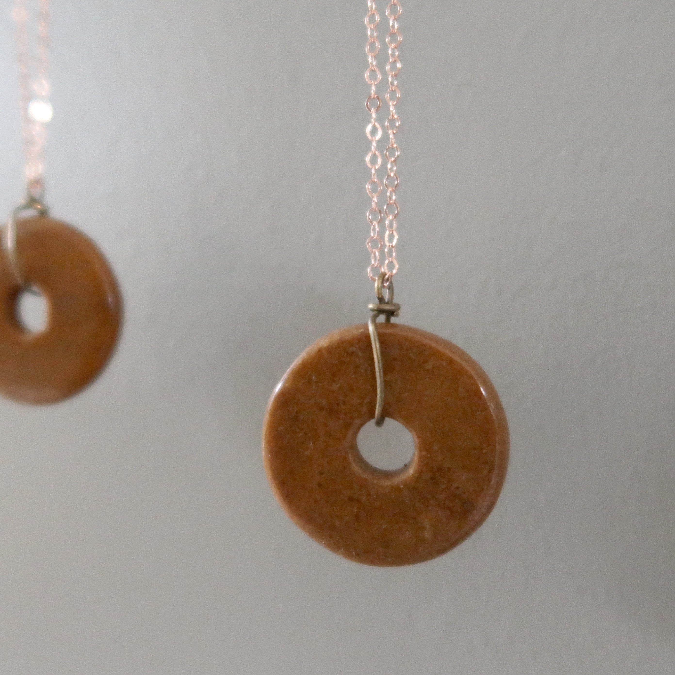 Brown Jasper Necklace Donut 14-Karat Rose Gold