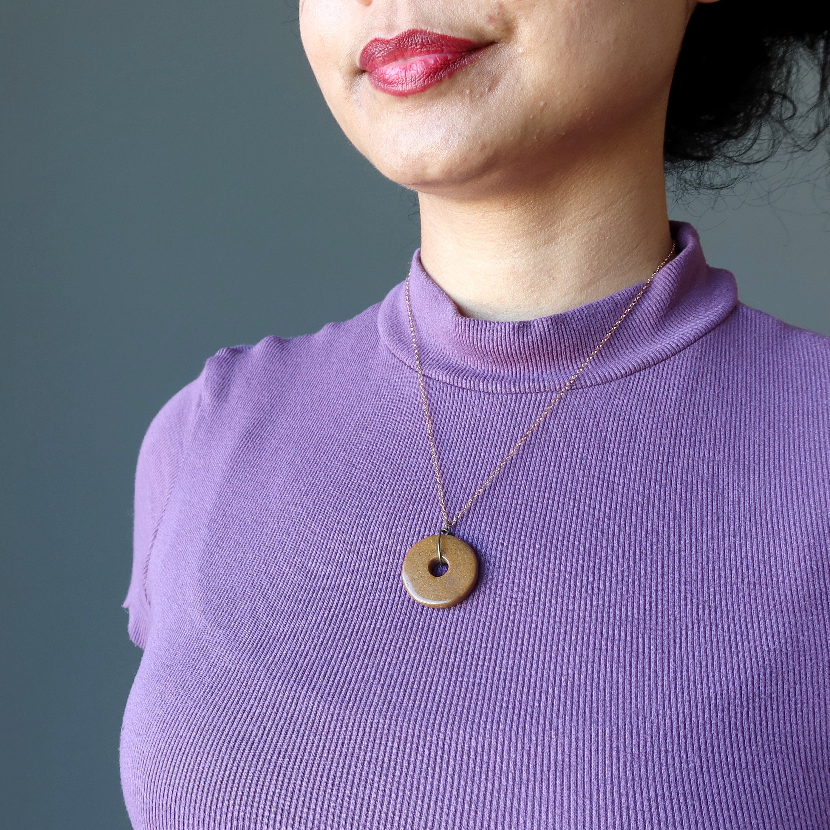 Brown Jasper Necklace Donut 14-Karat Rose Gold