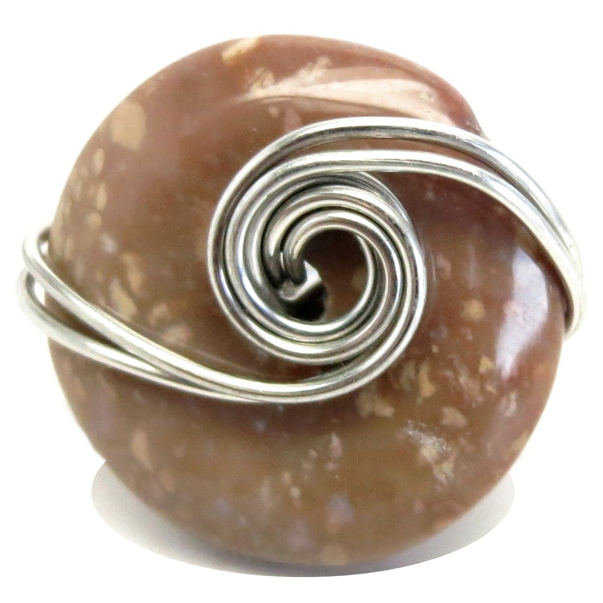 Brown Jasper Ring Chocolate Donut Silver Wire Size 4.25