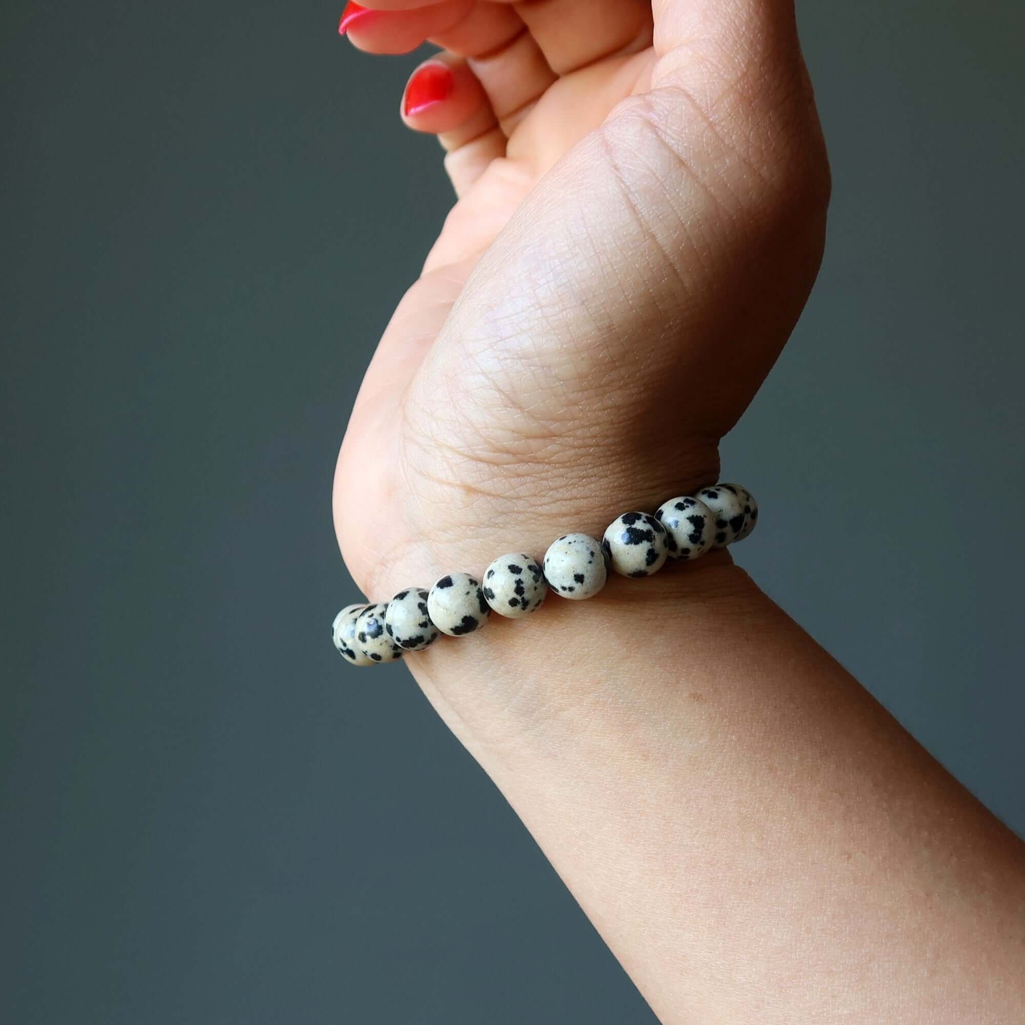 Bracelet en jaspe dalmatien Perles naturelles La pierre du bon endroit