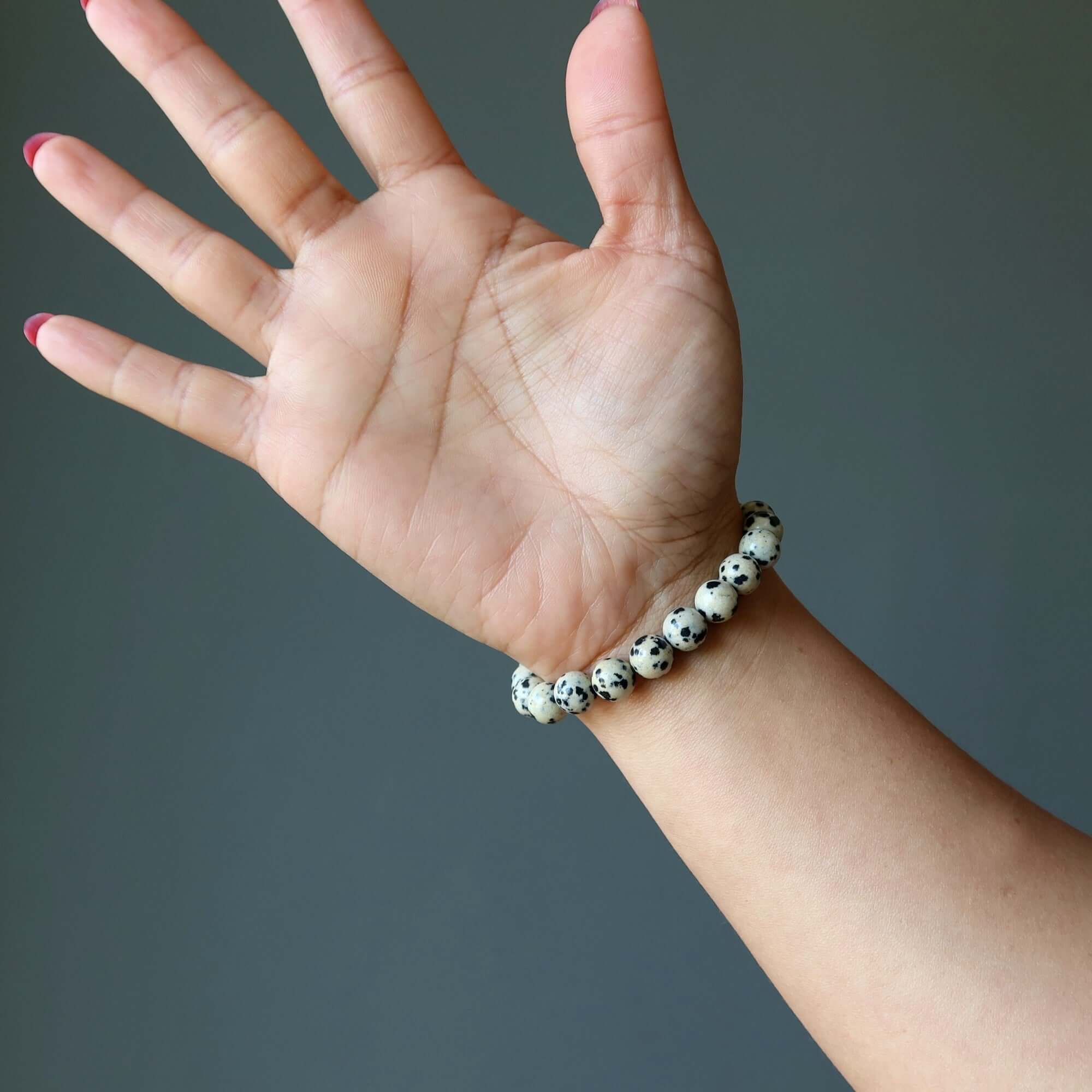Bracelet en jaspe dalmatien Perles naturelles La pierre du bon endroit