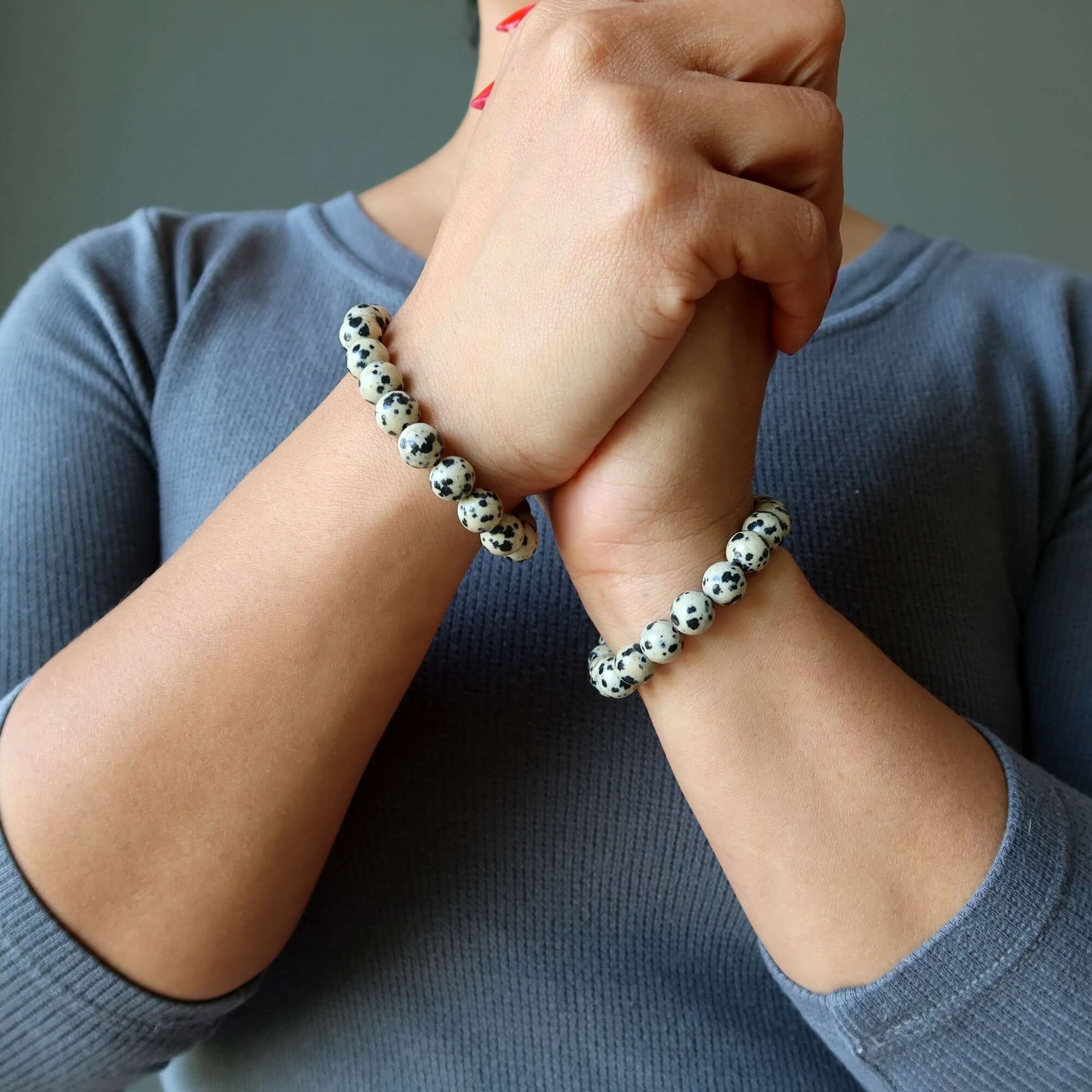 Bracelet en jaspe dalmatien Perles naturelles La pierre du bon endroit