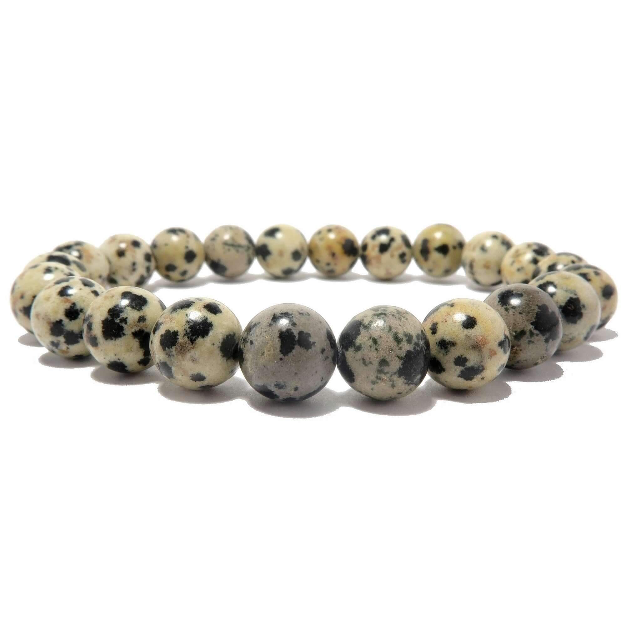 Bracelet en jaspe dalmatien Perles naturelles La pierre du bon endroit