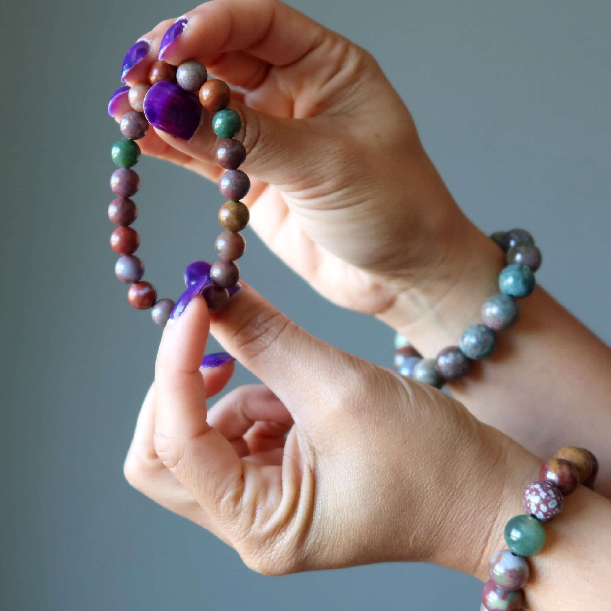 Bracelet Jaspe Fantaisie Cristaux Multicolores Belles Émotions