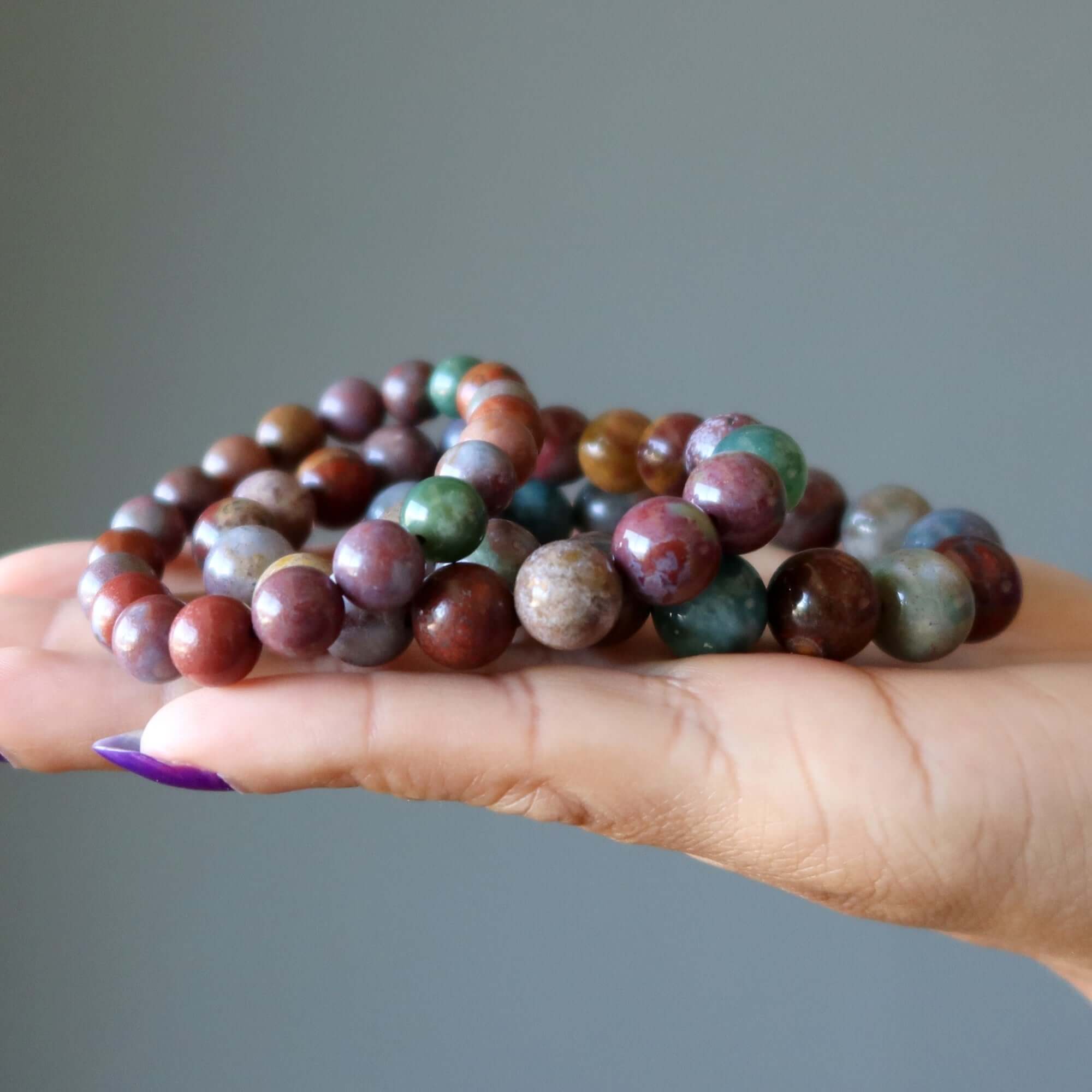Bracelet Jaspe Fantaisie Cristaux Multicolores Belles Émotions