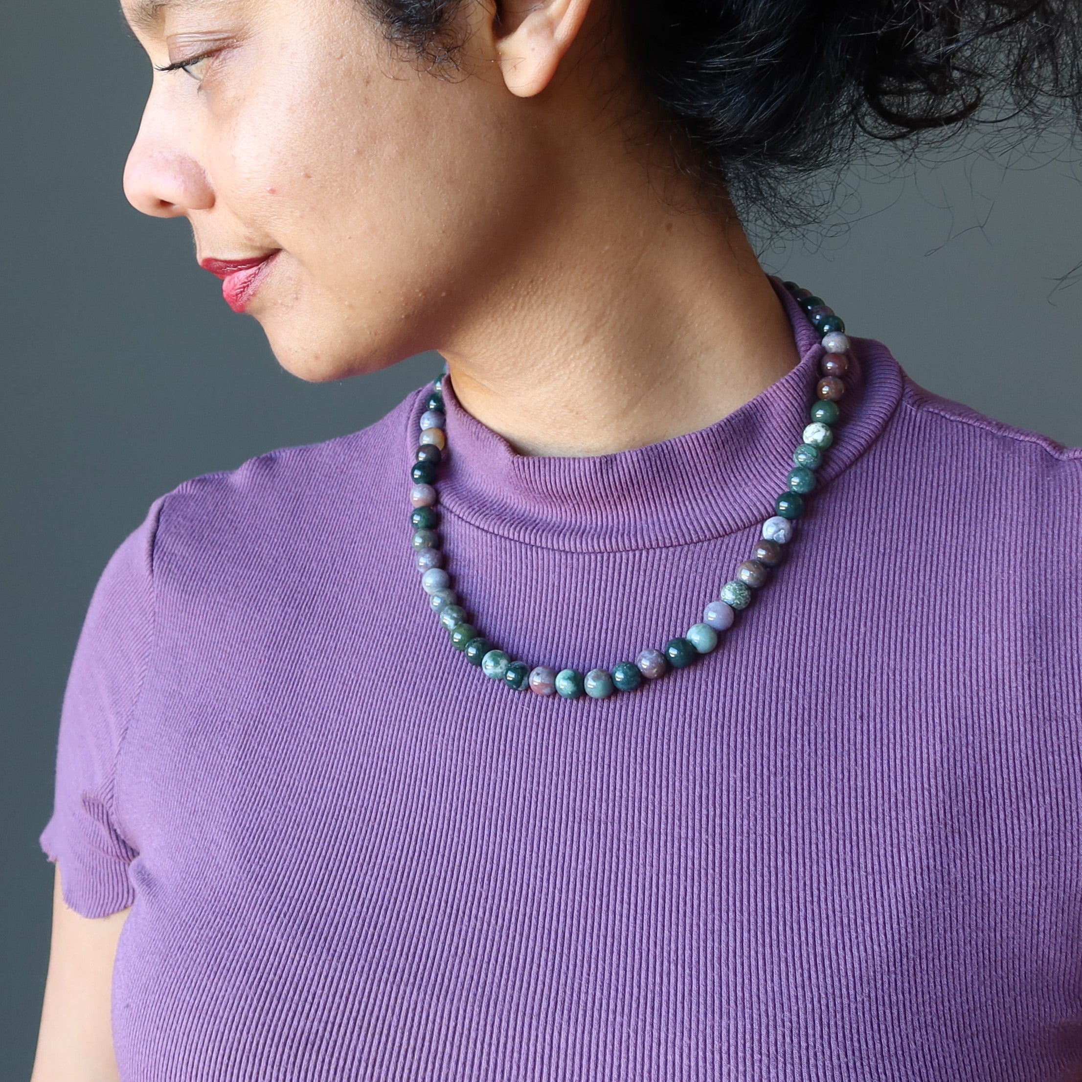 Fancy Jasper Necklace Beaded Play of Colors