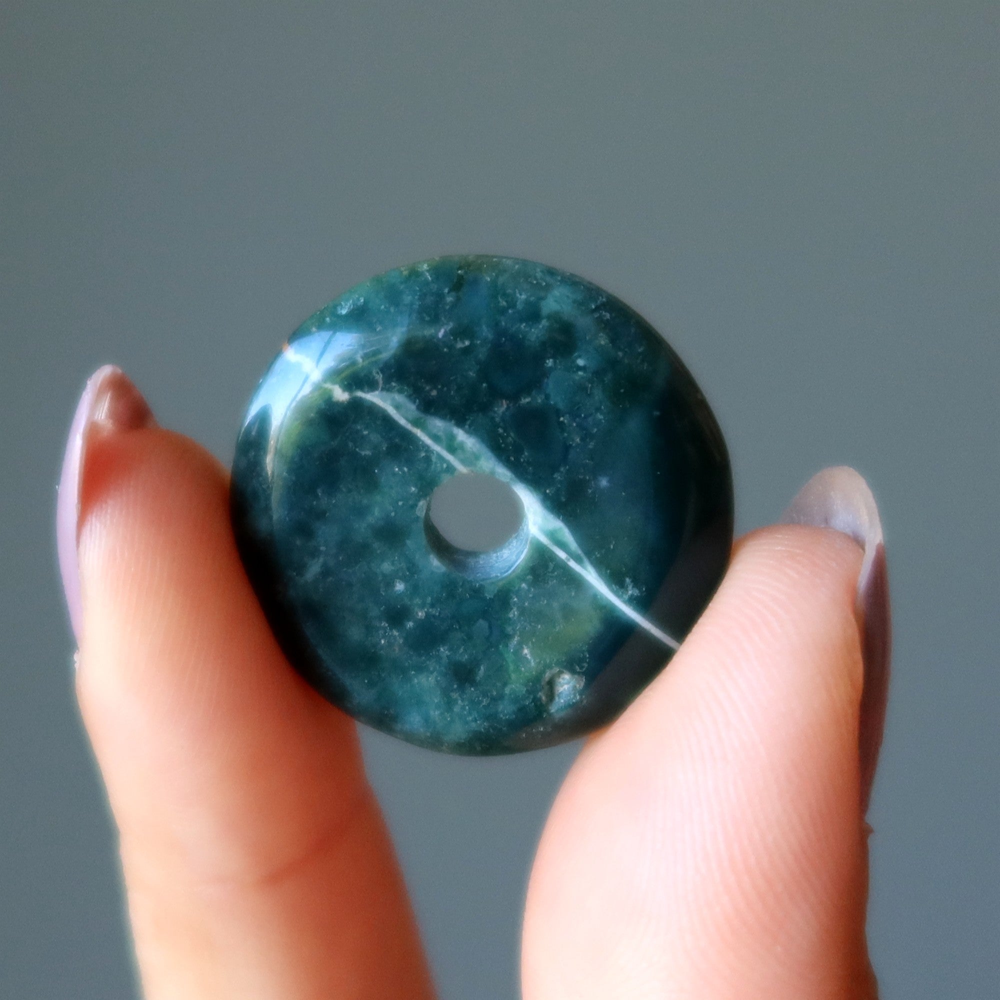 Green Jasper Gemstone Donut Circle of Life Grounding Stone