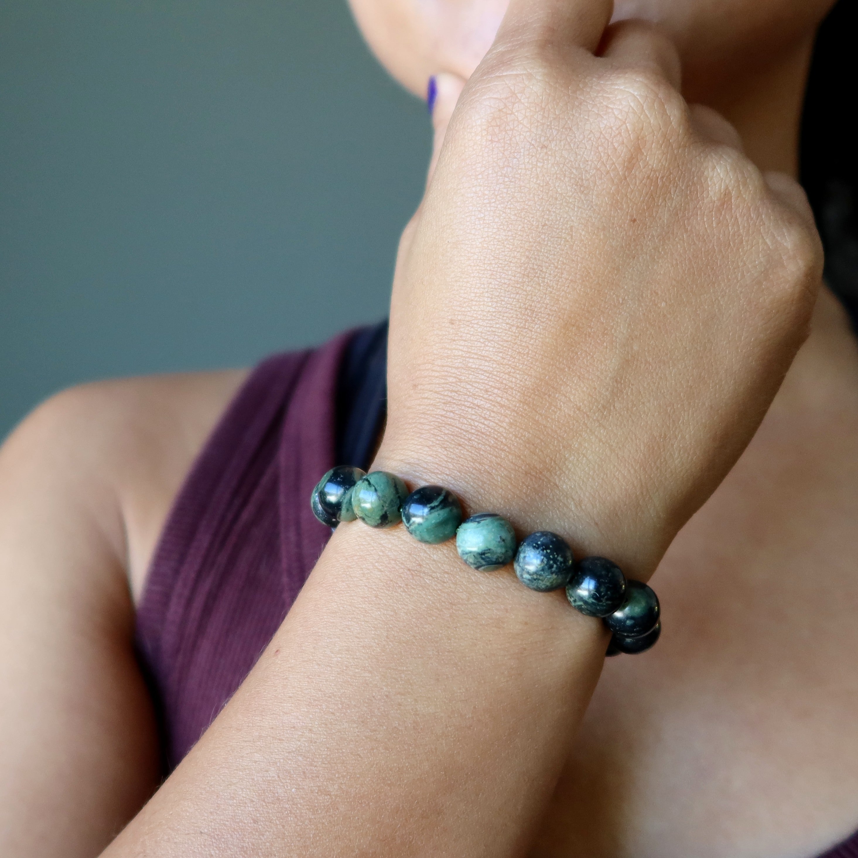 Kambaba Jasper Bracelet Green Crocodile Crystal Adventures