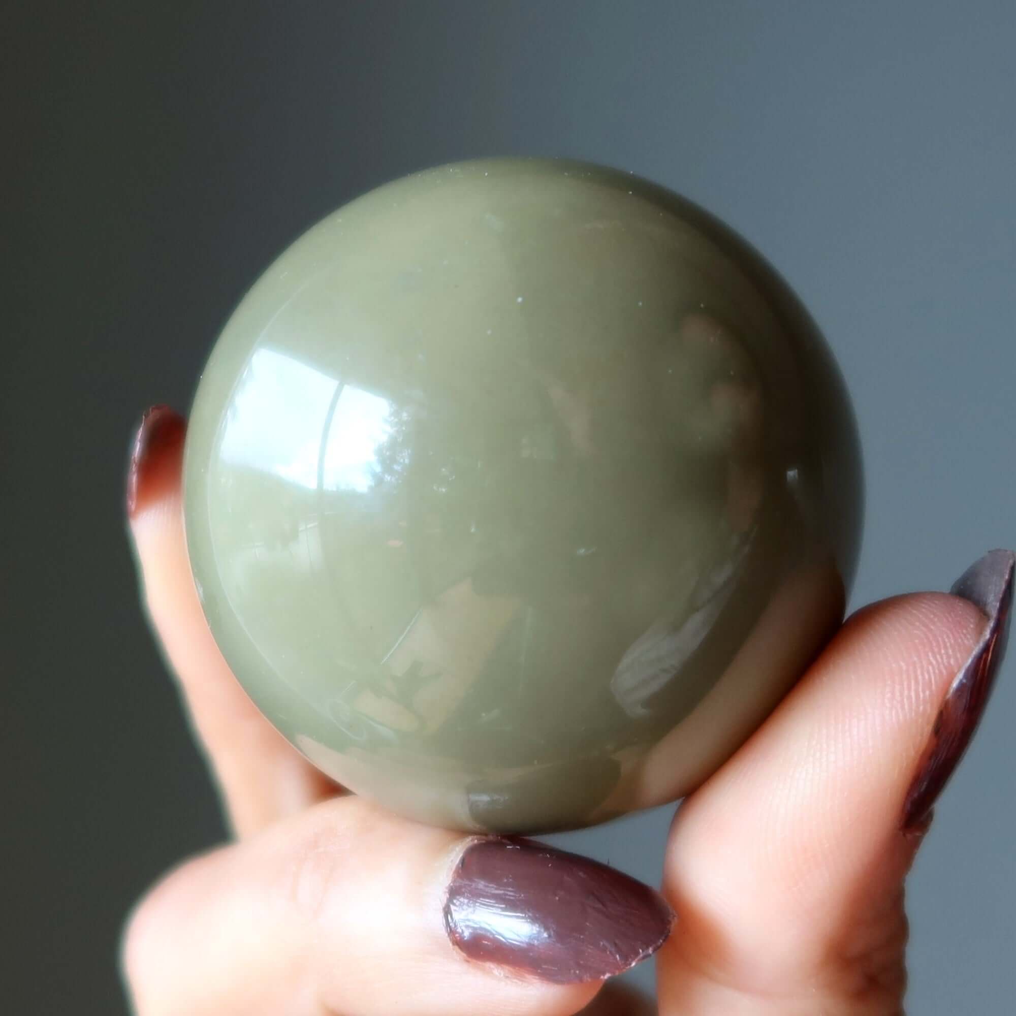 Green Jasper Sphere Olive Sage Rain Bringer Stone Crystal Ball