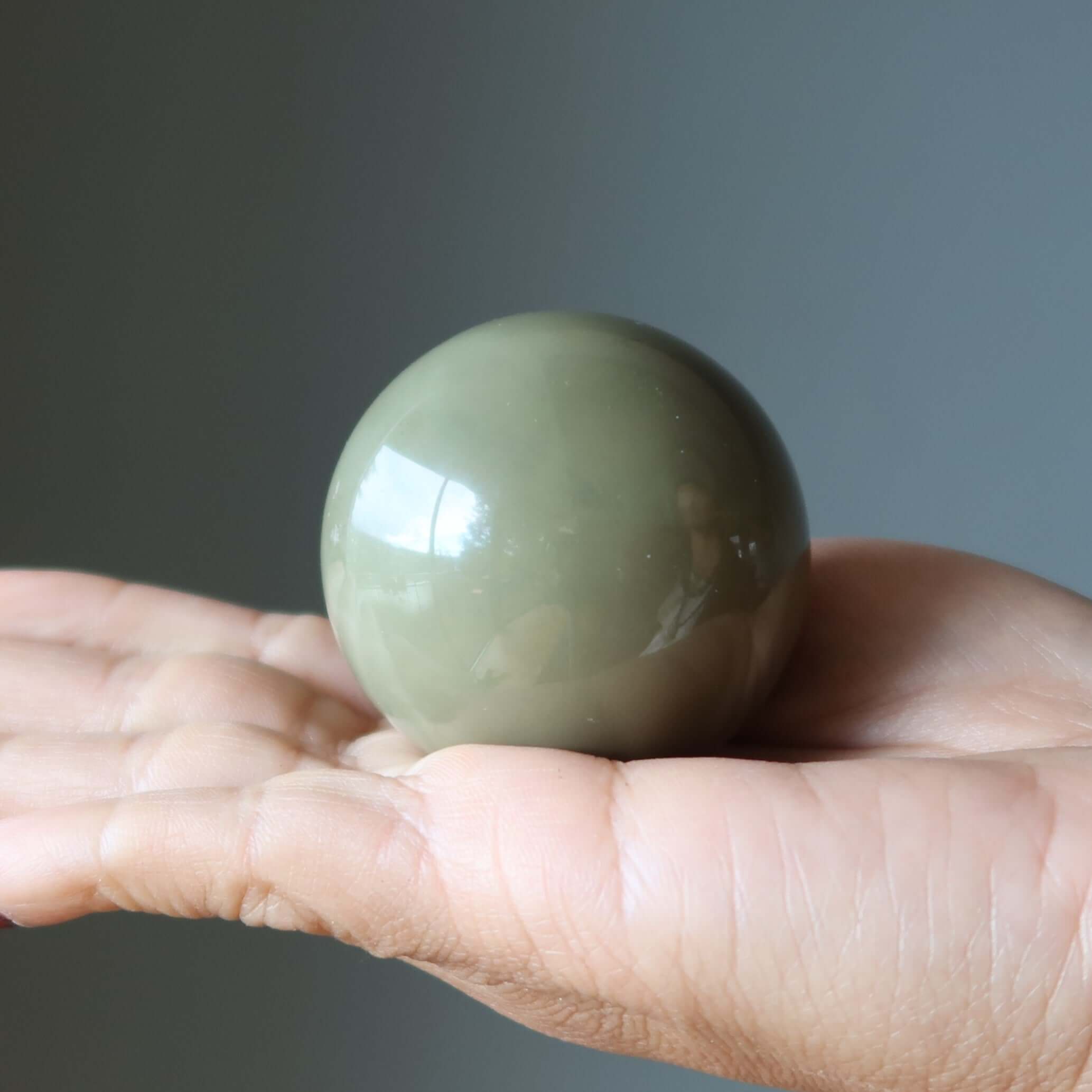 Green Jasper Sphere Olive Sage Rain Bringer Stone Crystal Ball