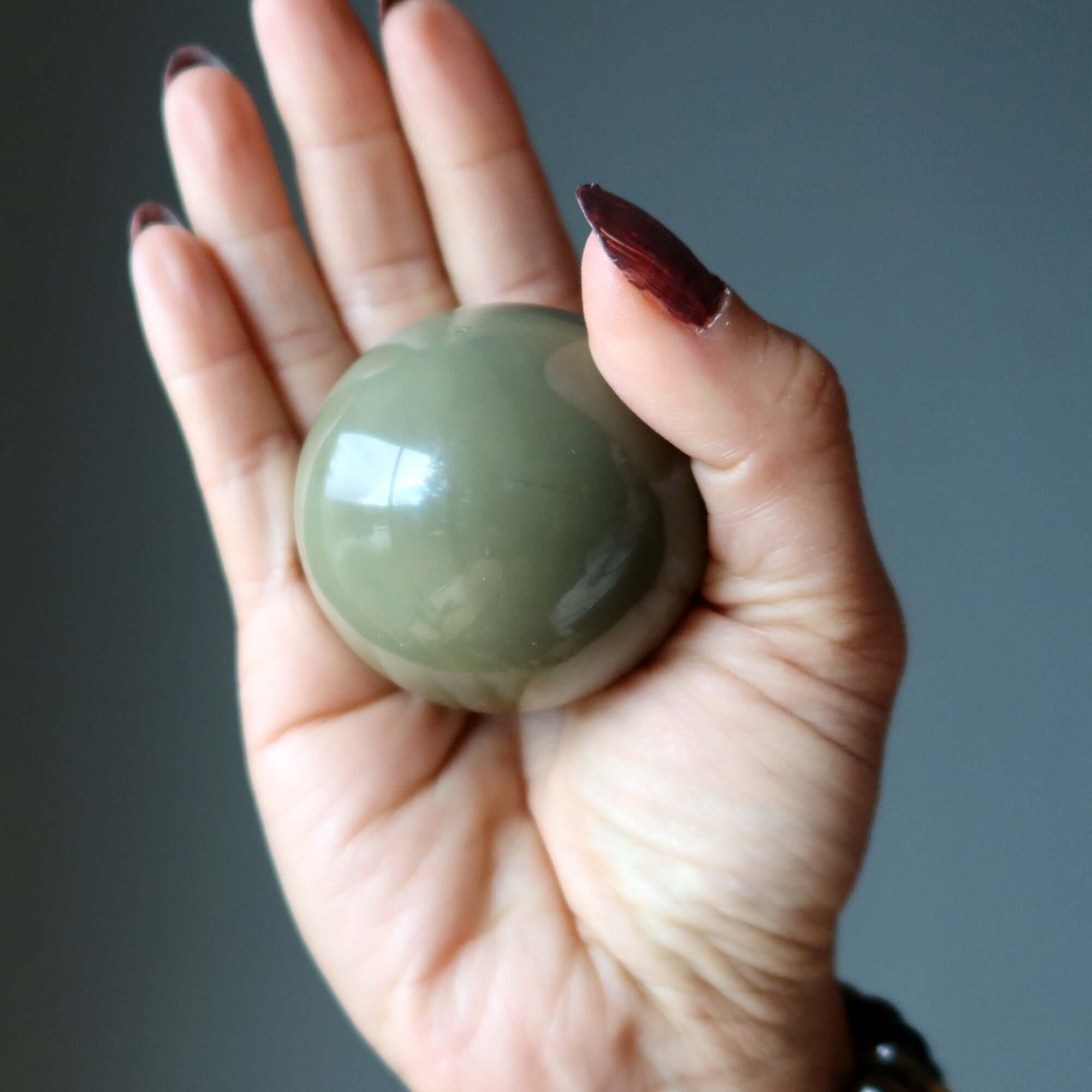 Green Jasper Sphere Olive Sage Rain Bringer Stone Crystal Ball