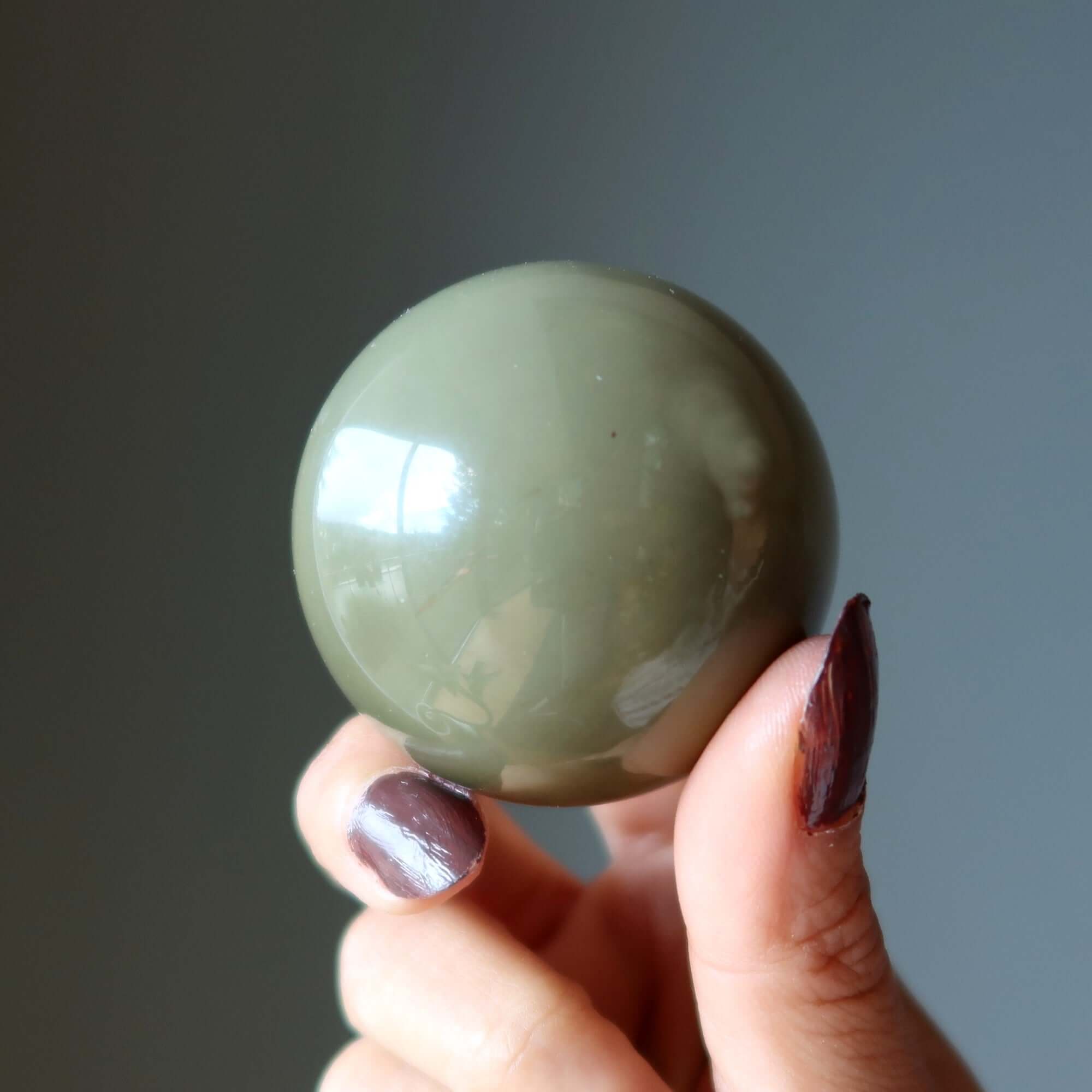 Green Jasper Sphere Olive Sage Rain Bringer Stone Crystal Ball