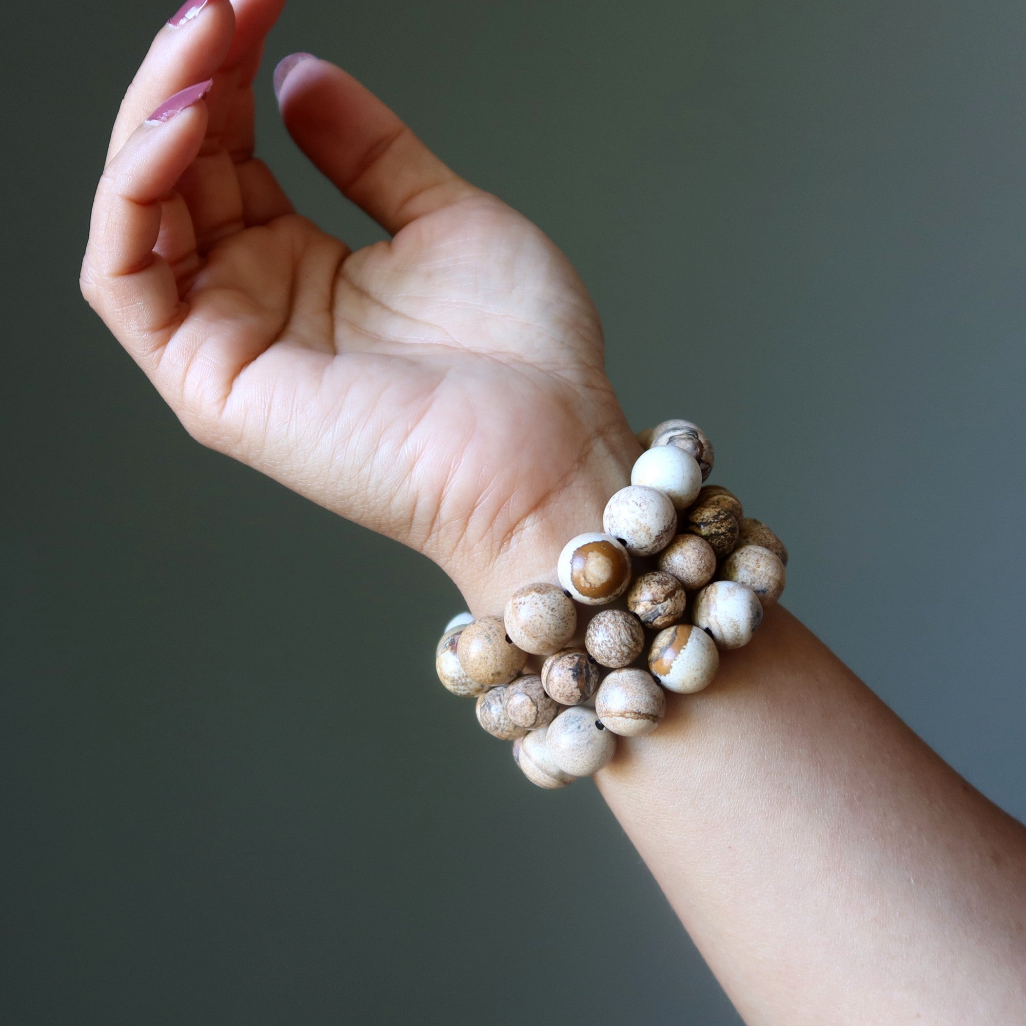 Bracelet en jaspe paysage Pierres naturelles lisses