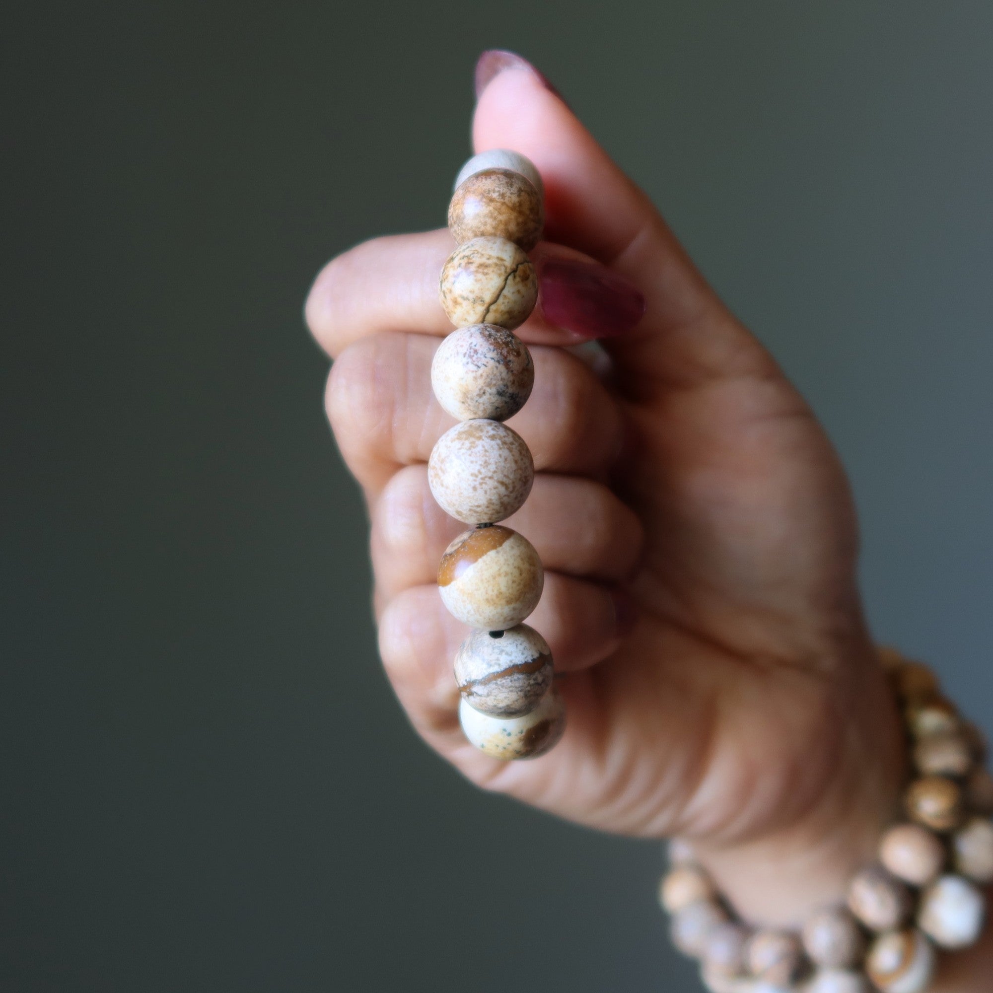 Bracelet en jaspe paysage Pierres naturelles lisses