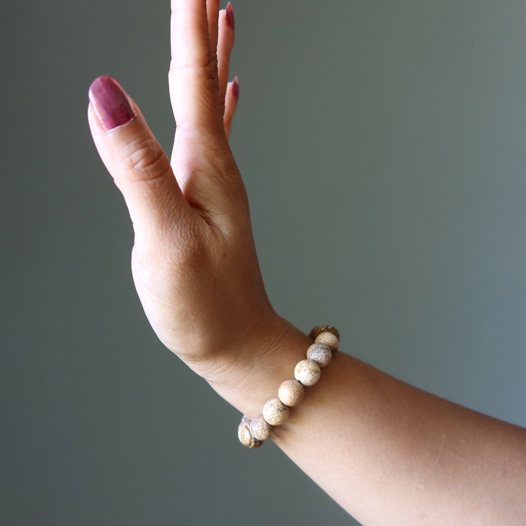 Bracelet en jaspe paysage Pierres naturelles lisses
