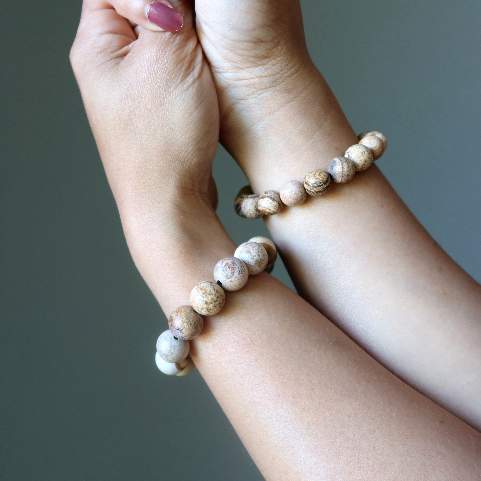 Bracelet en jaspe paysage Pierres naturelles lisses