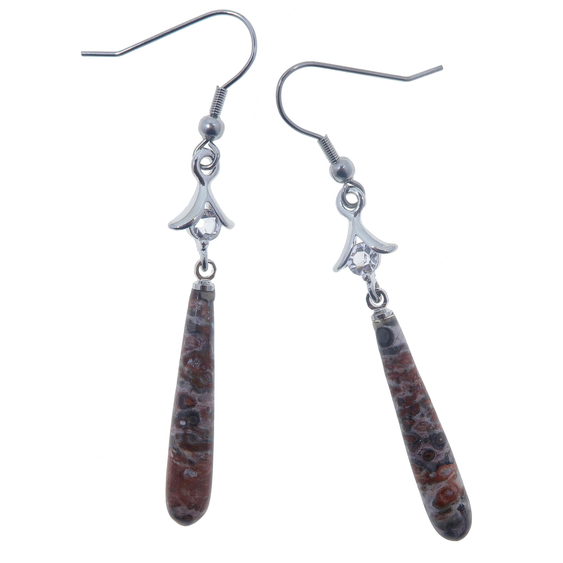 Leopard Jaspis Ohrringe Sprung des Glaubens Rosa Stein