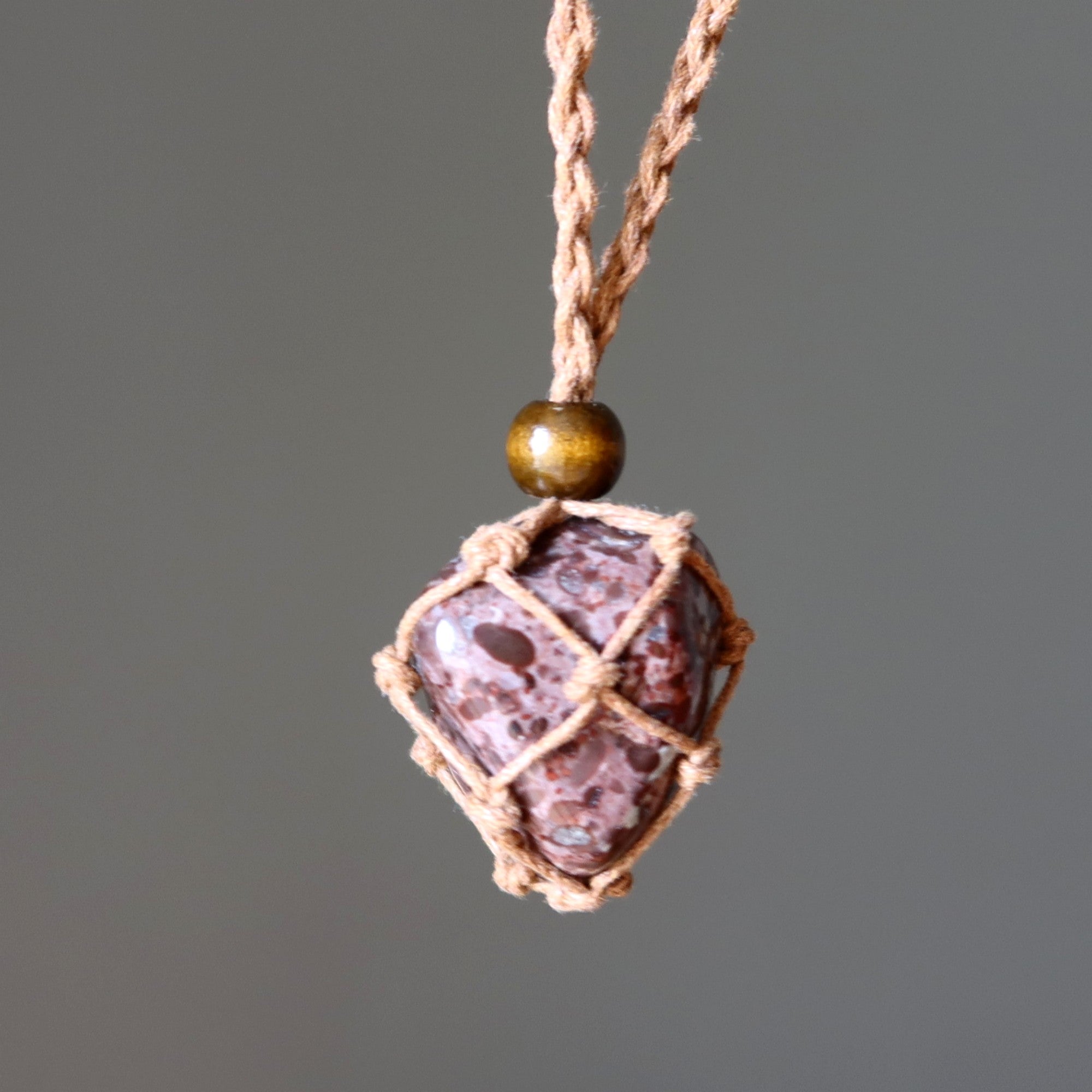 Leopard Jasper Necklace Wild Style Stone Macrame