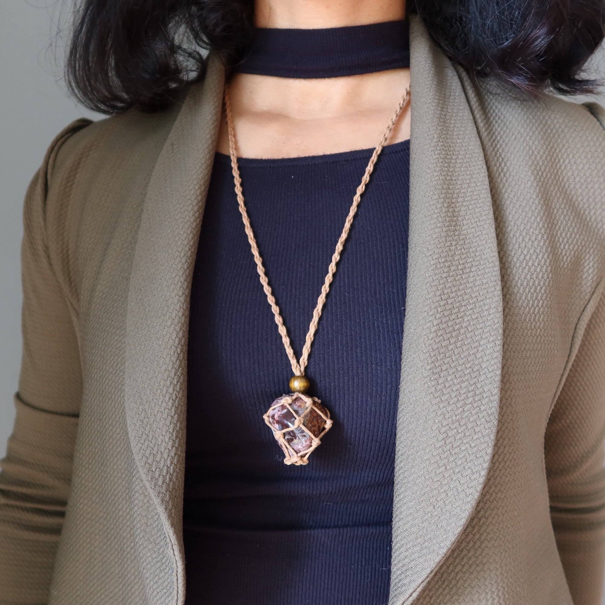 Leopard Jasper Necklace Wild Style Stone Macrame