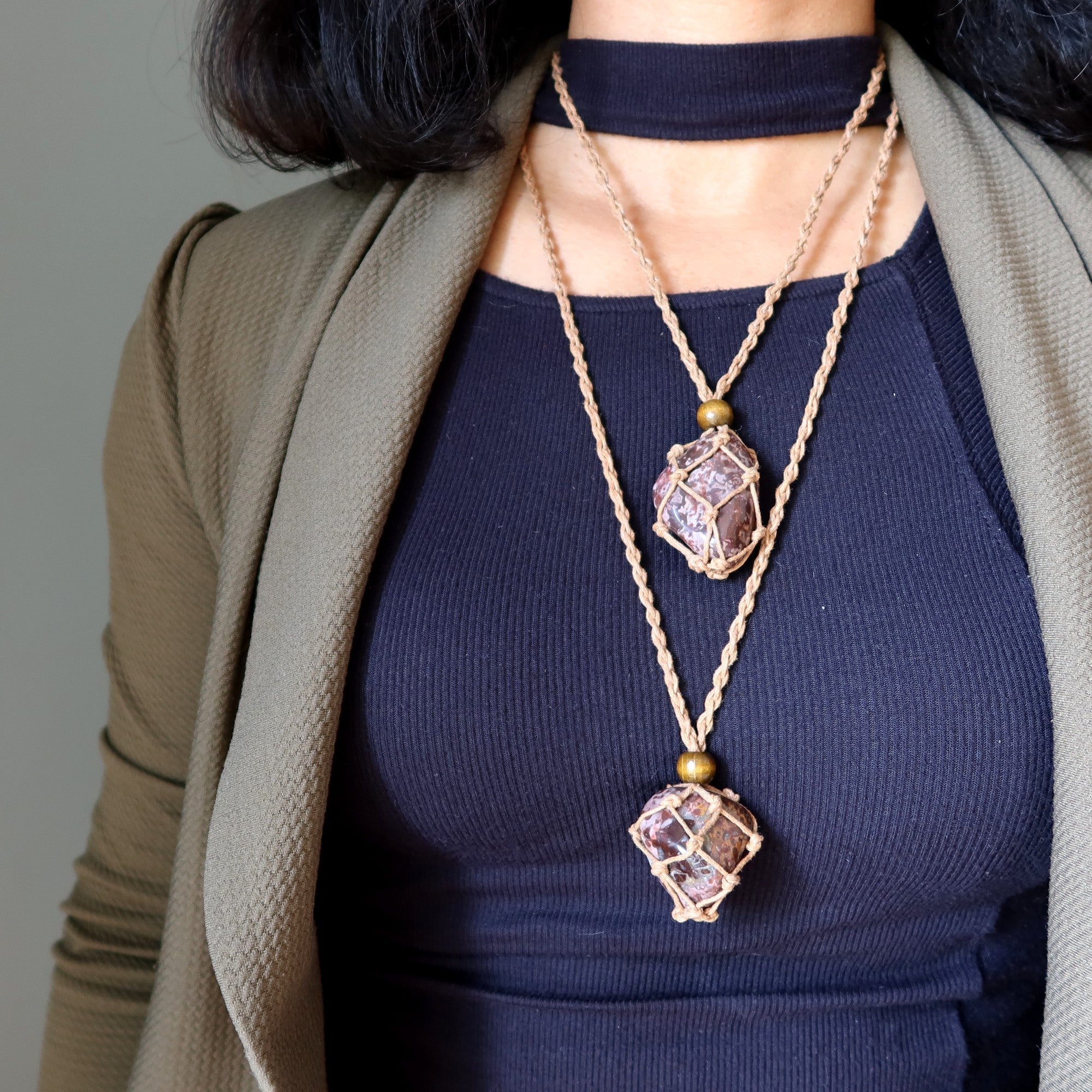 Leopard Jasper Necklace Wild Style Stone Macrame