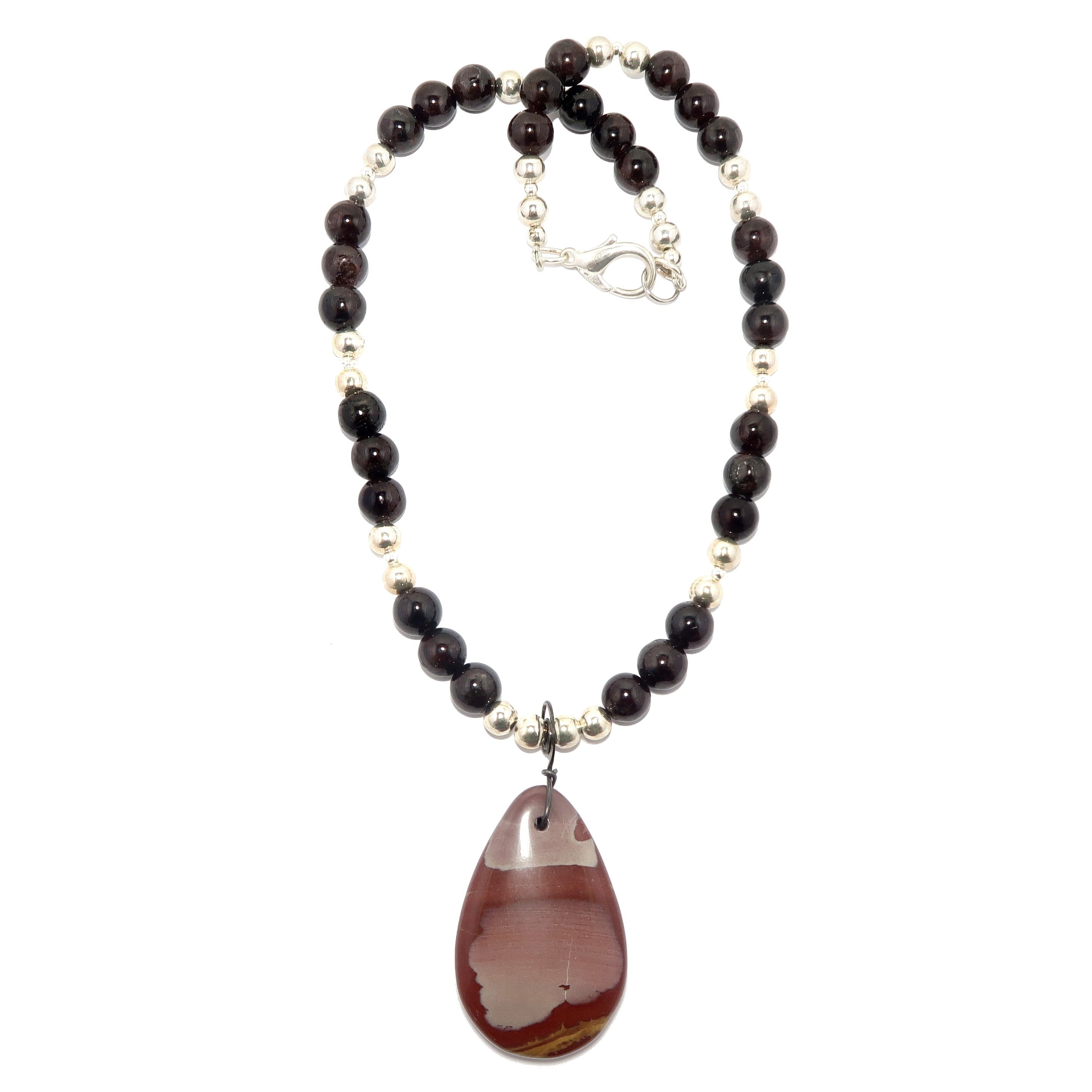 Mookaite Jasper Necklace Luscious Garnet Gunmetal