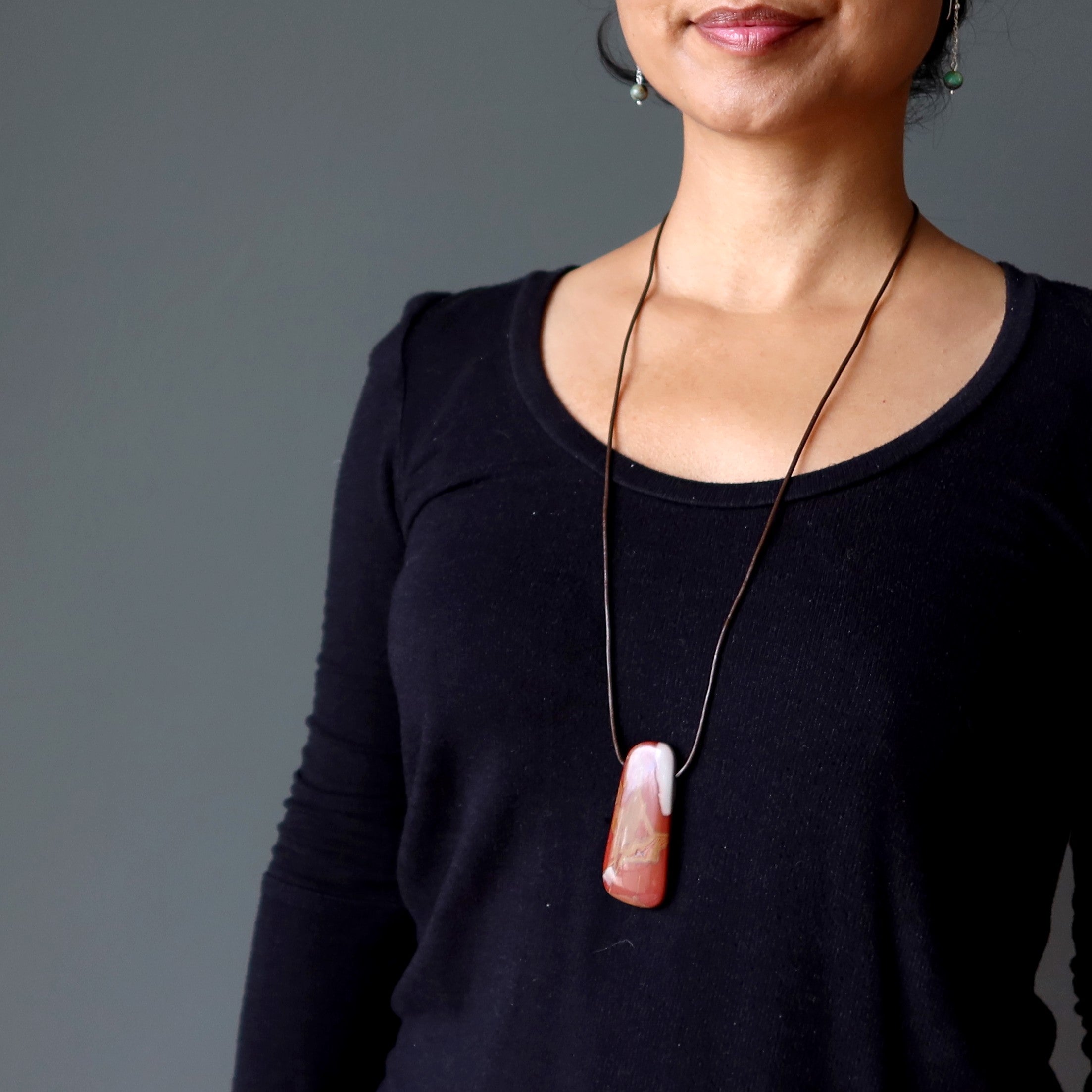 Mookaite Jasper Necklace Work of Art Crystal Leather