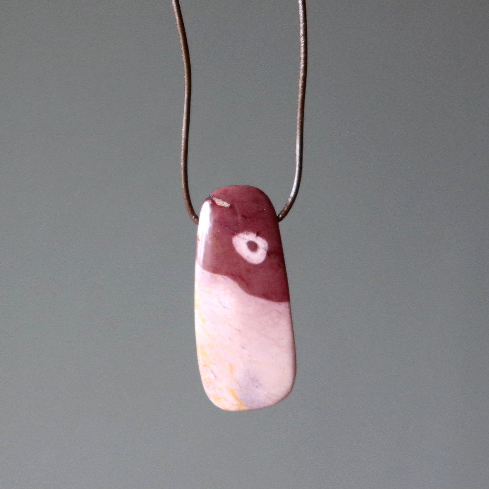 Mookaite Jasper Necklace Work of Art Crystal Leather